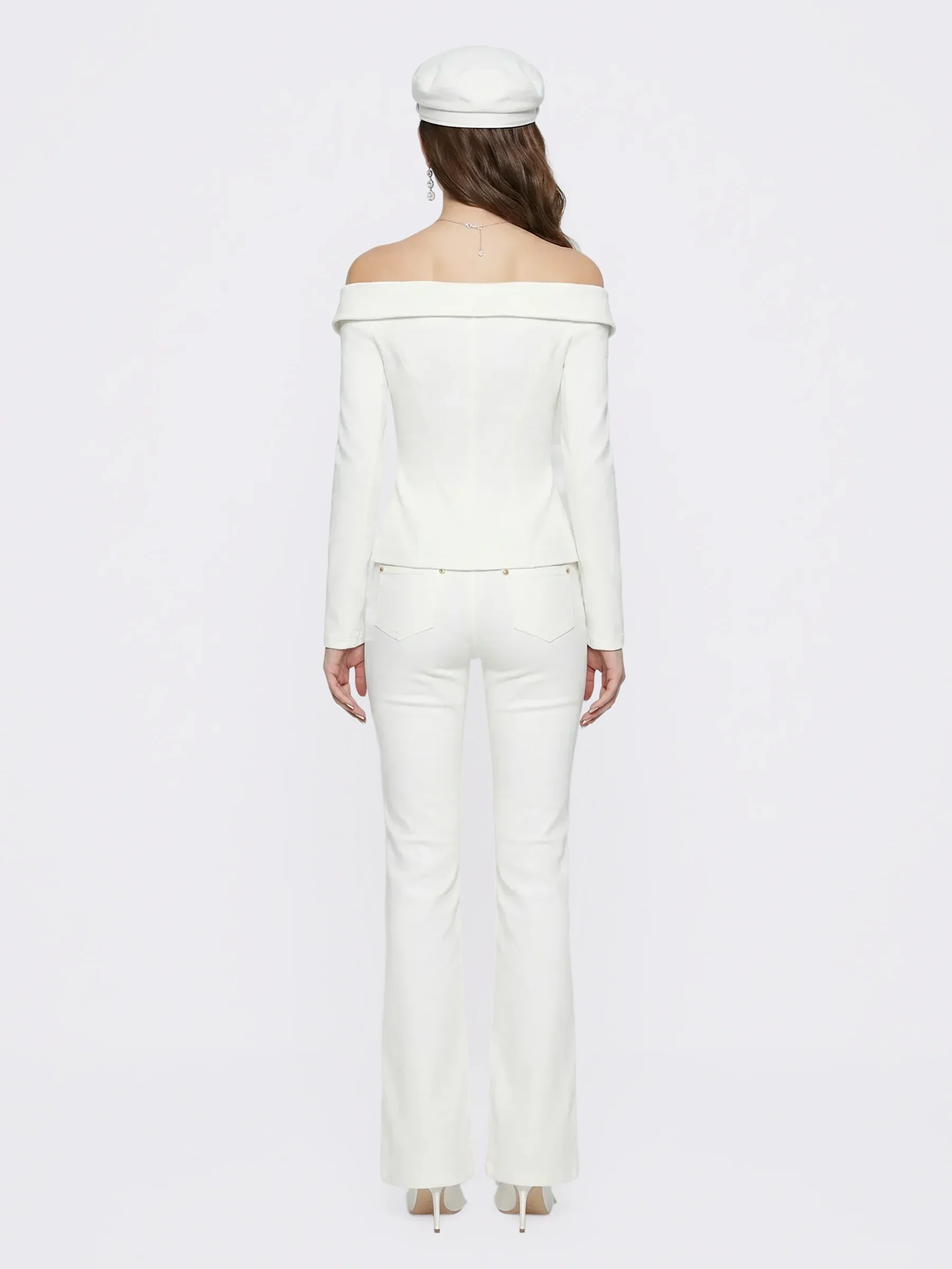 Bettina High-Waist White Denim Jeans - Image 6