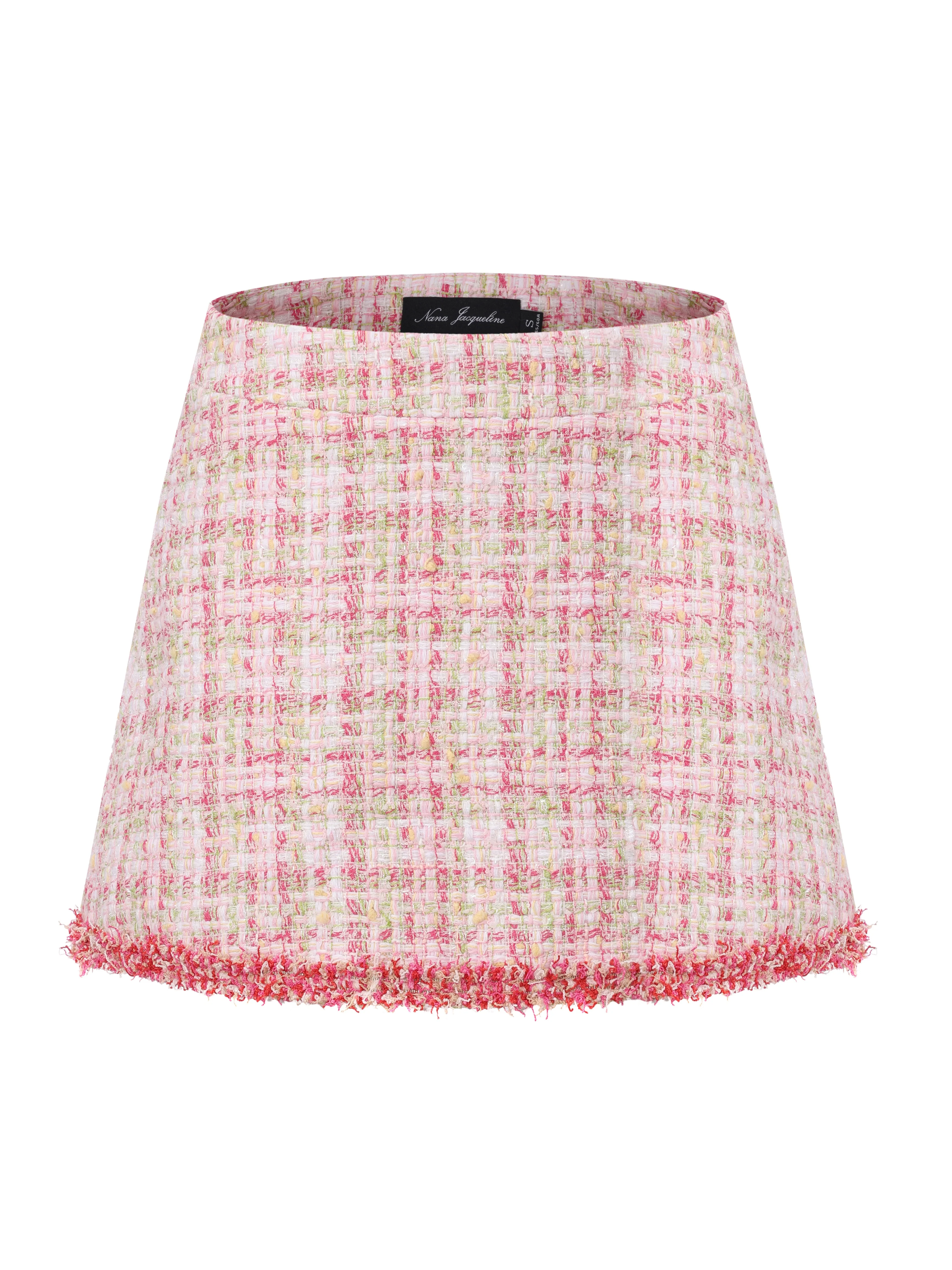 Bianca Metallic-Woven Fringe Pink A-Line Skirt - Image 10