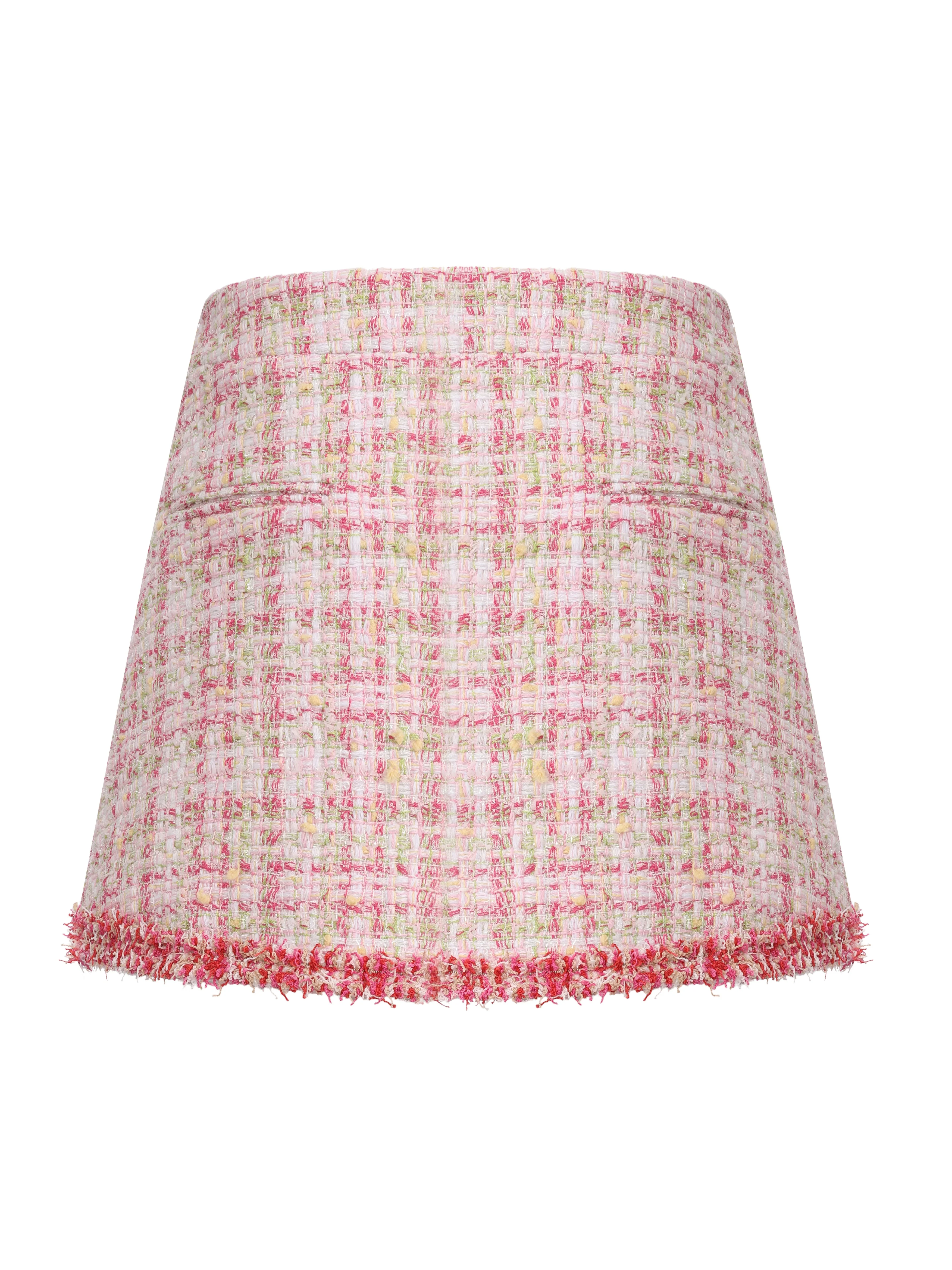 Bianca Metallic-Woven Fringe Pink A-Line Skirt - Image 11