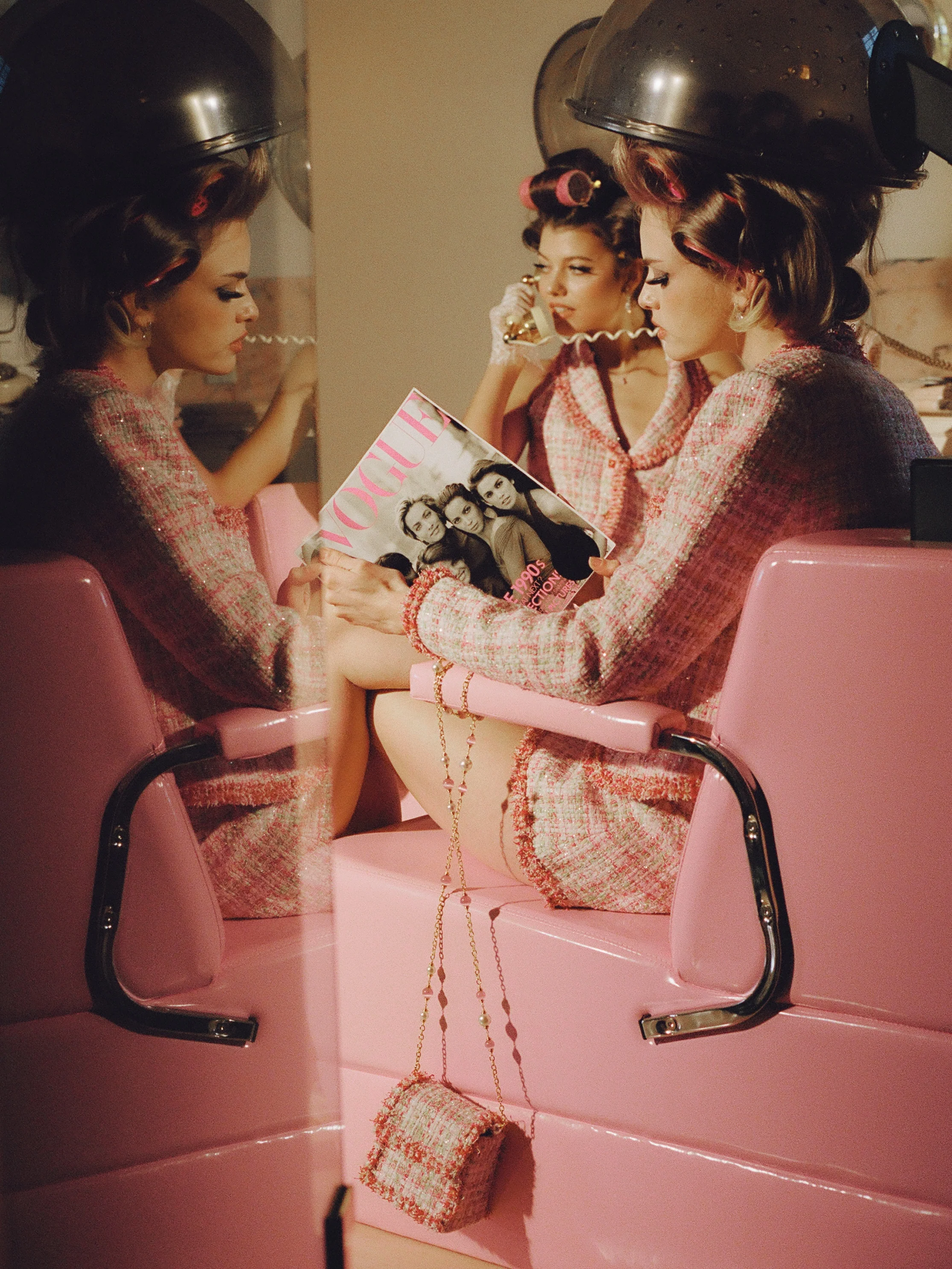 Bianca Metallic-Woven Halter Pink Mini Dress - Image 3