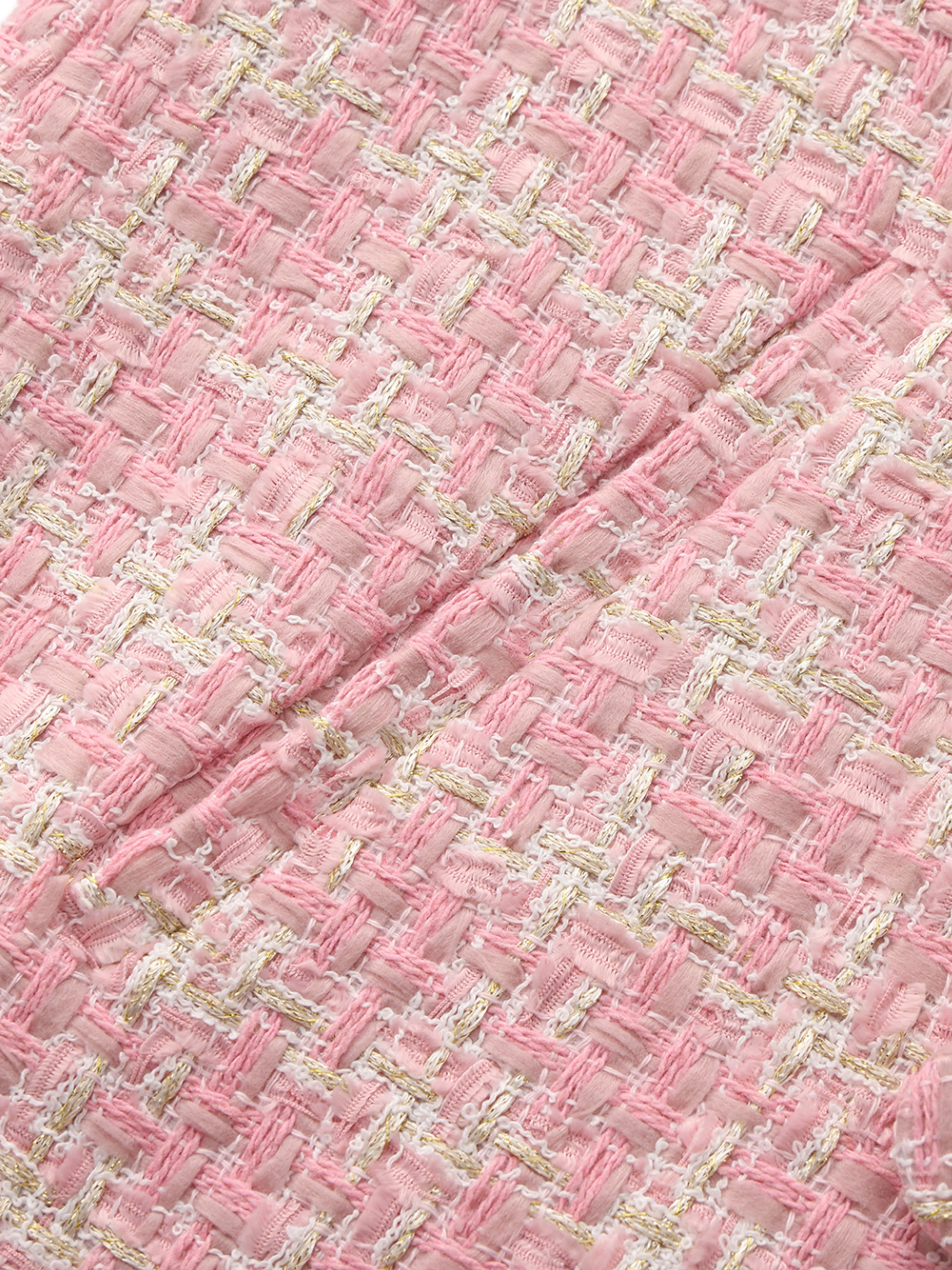 Bianca Tweed Bow Pink Double-Breasted Coat - Image 11
