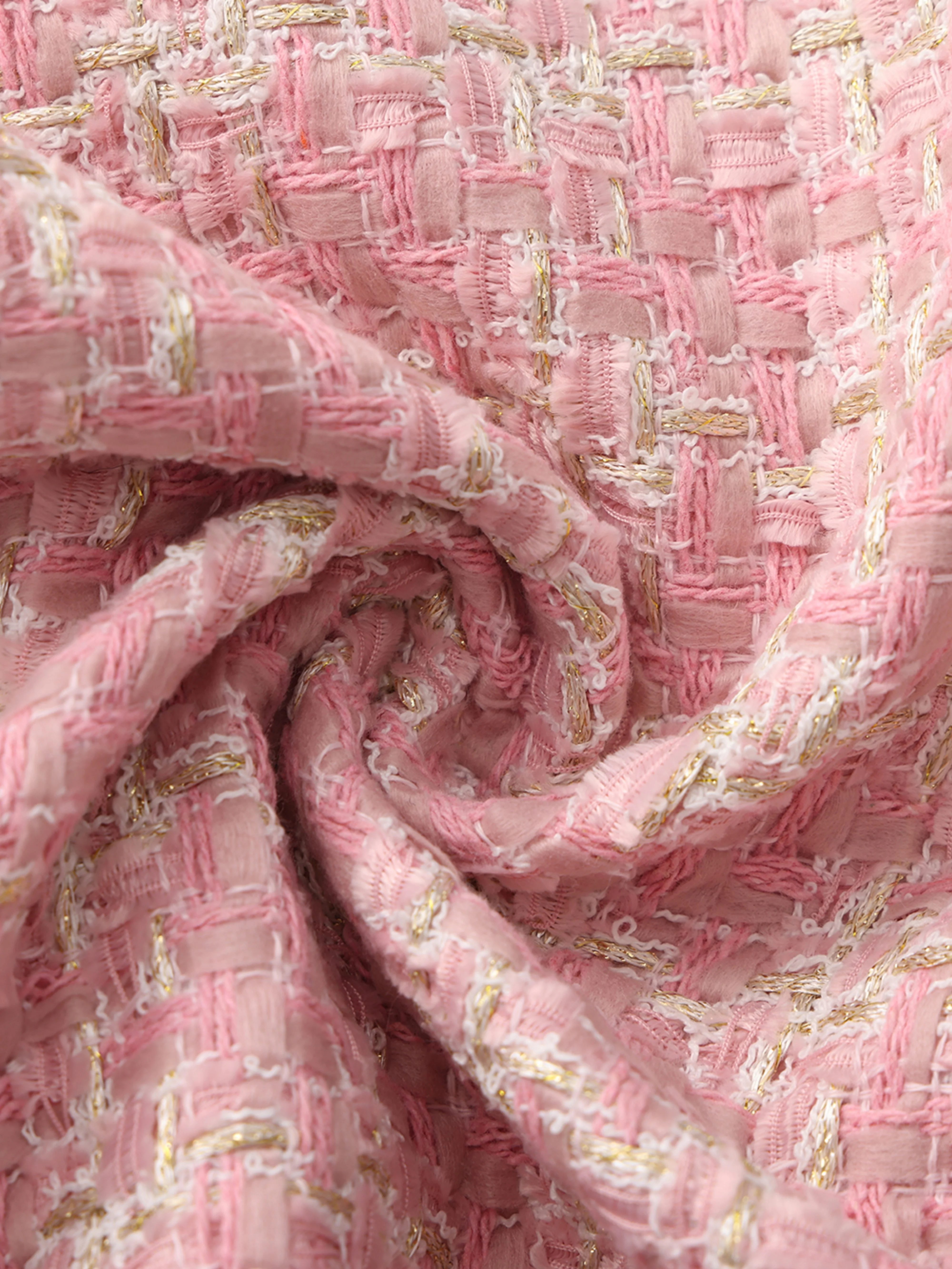 Bianca Tweed Bow Pink Double-Breasted Coat - Image 12
