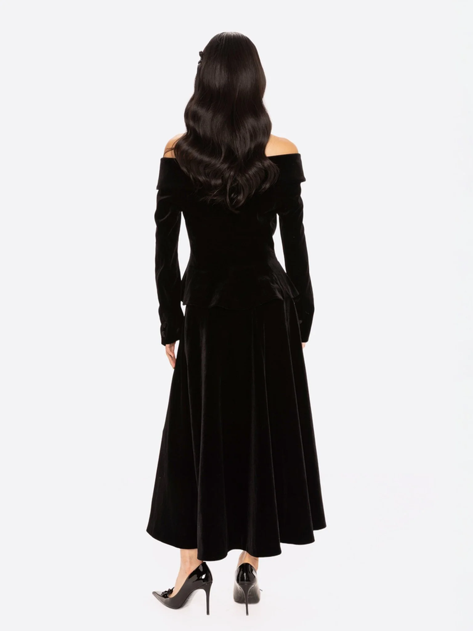 Blaire Velvet Maxi Skirt (Black) - Image 3