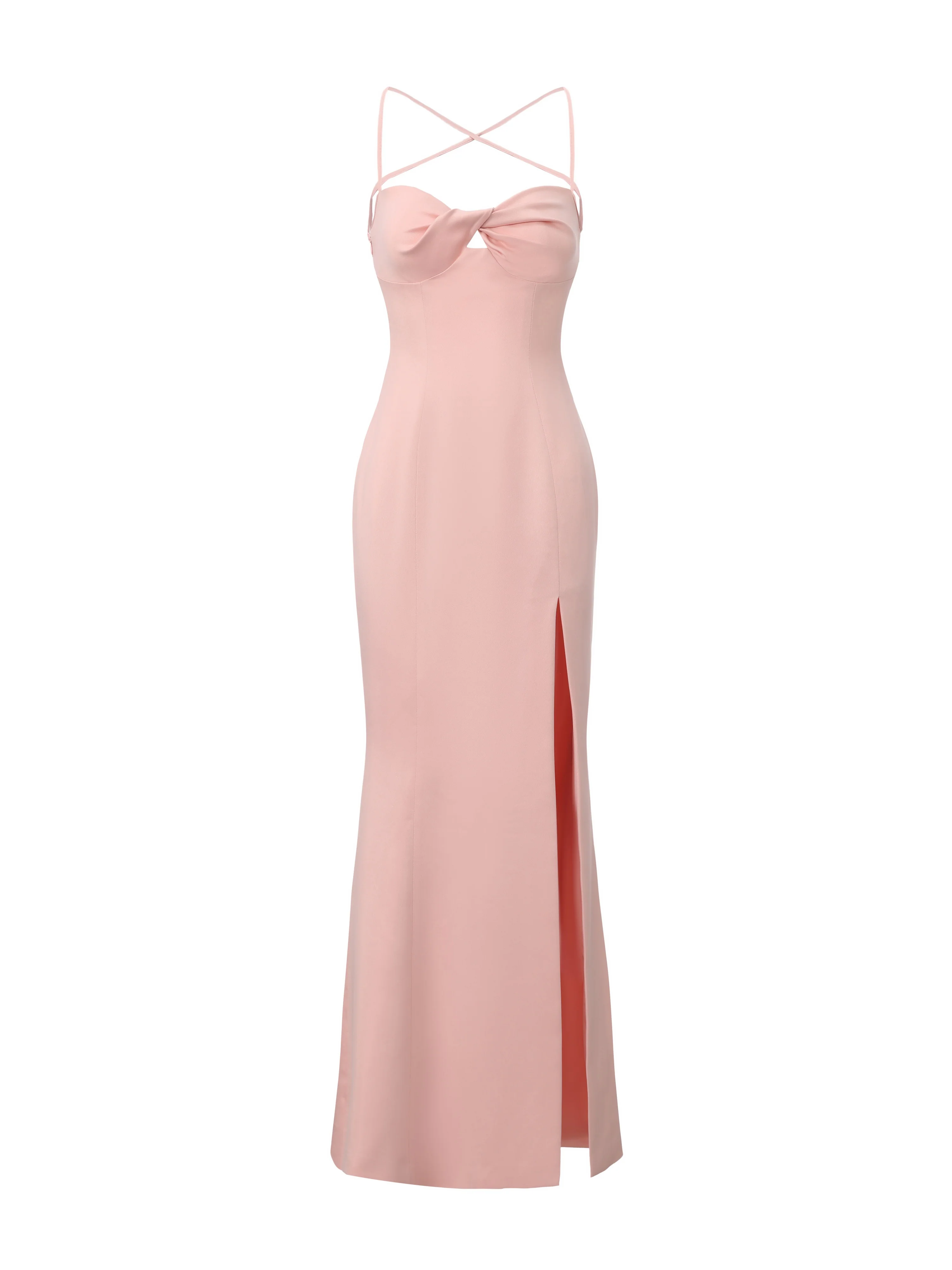 Brielle Twist-Front Peach Pink Dress - Image 12