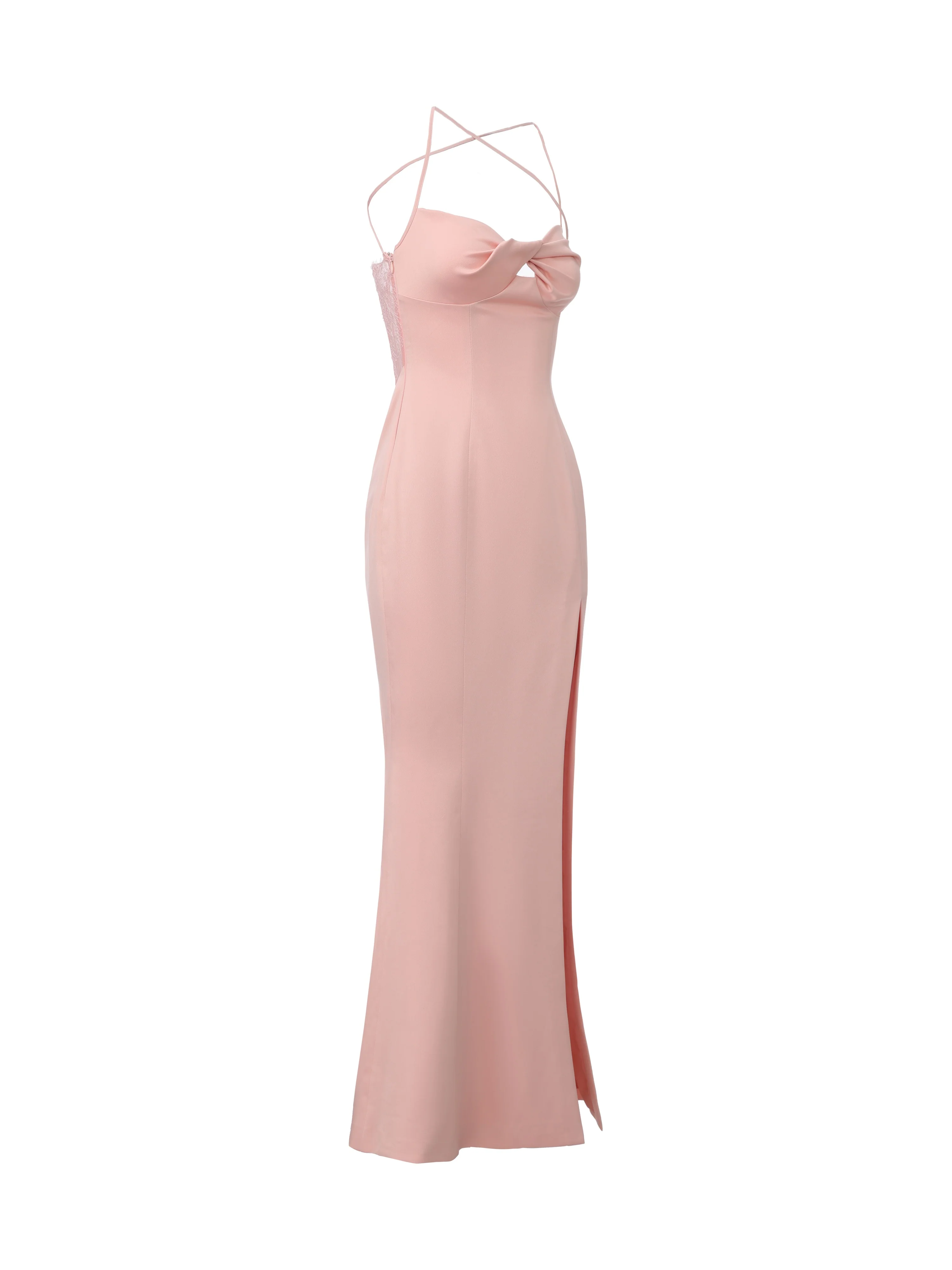 Brielle Twist-Front Peach Pink Dress - Image 13