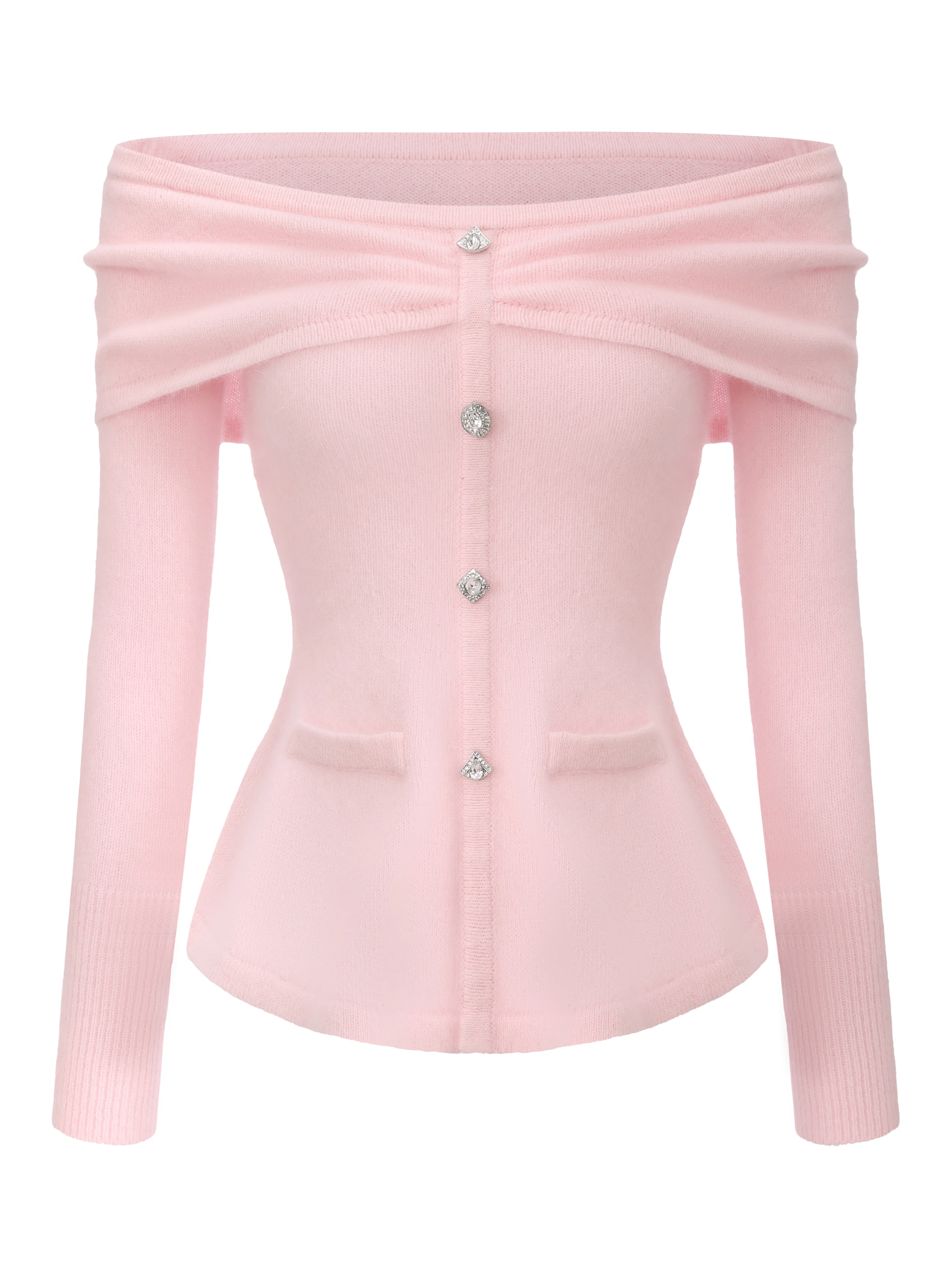 Brigitte Off-Shoulder Knit Pink Top - Image 11