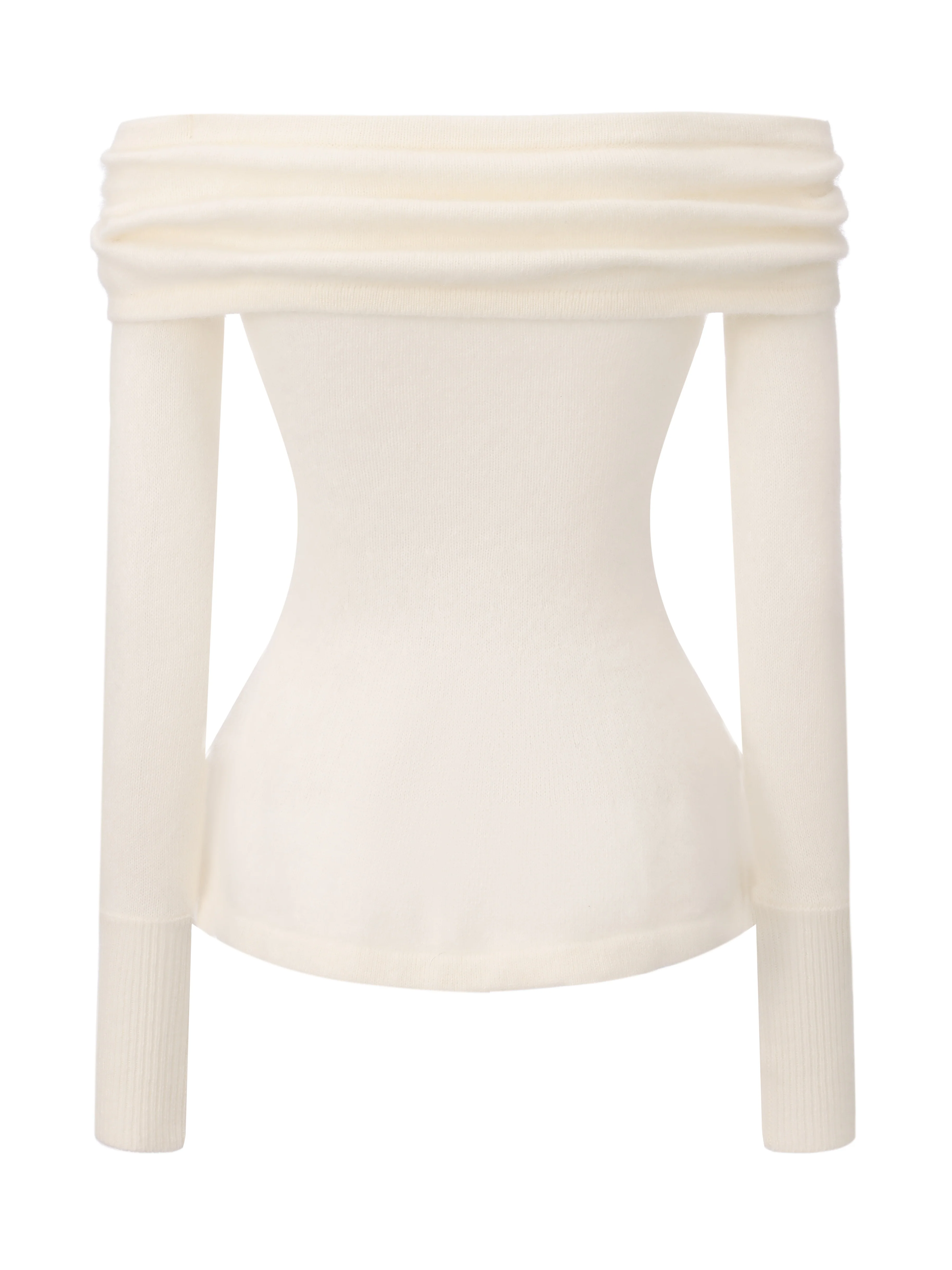Brigitte Off-Shoulder Knit White Top - Image 10