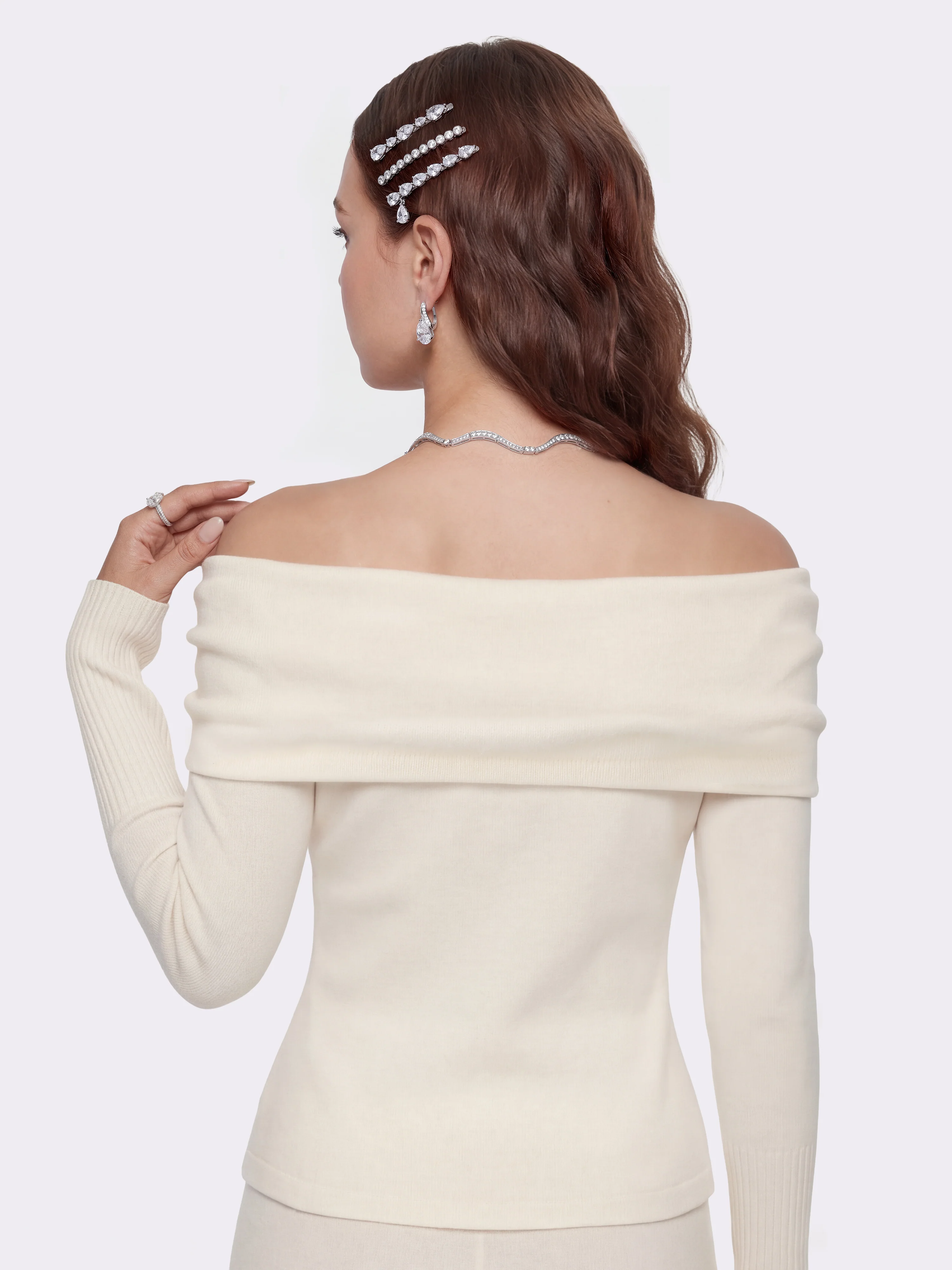 Brigitte Off-Shoulder Knit White Top - Image 5