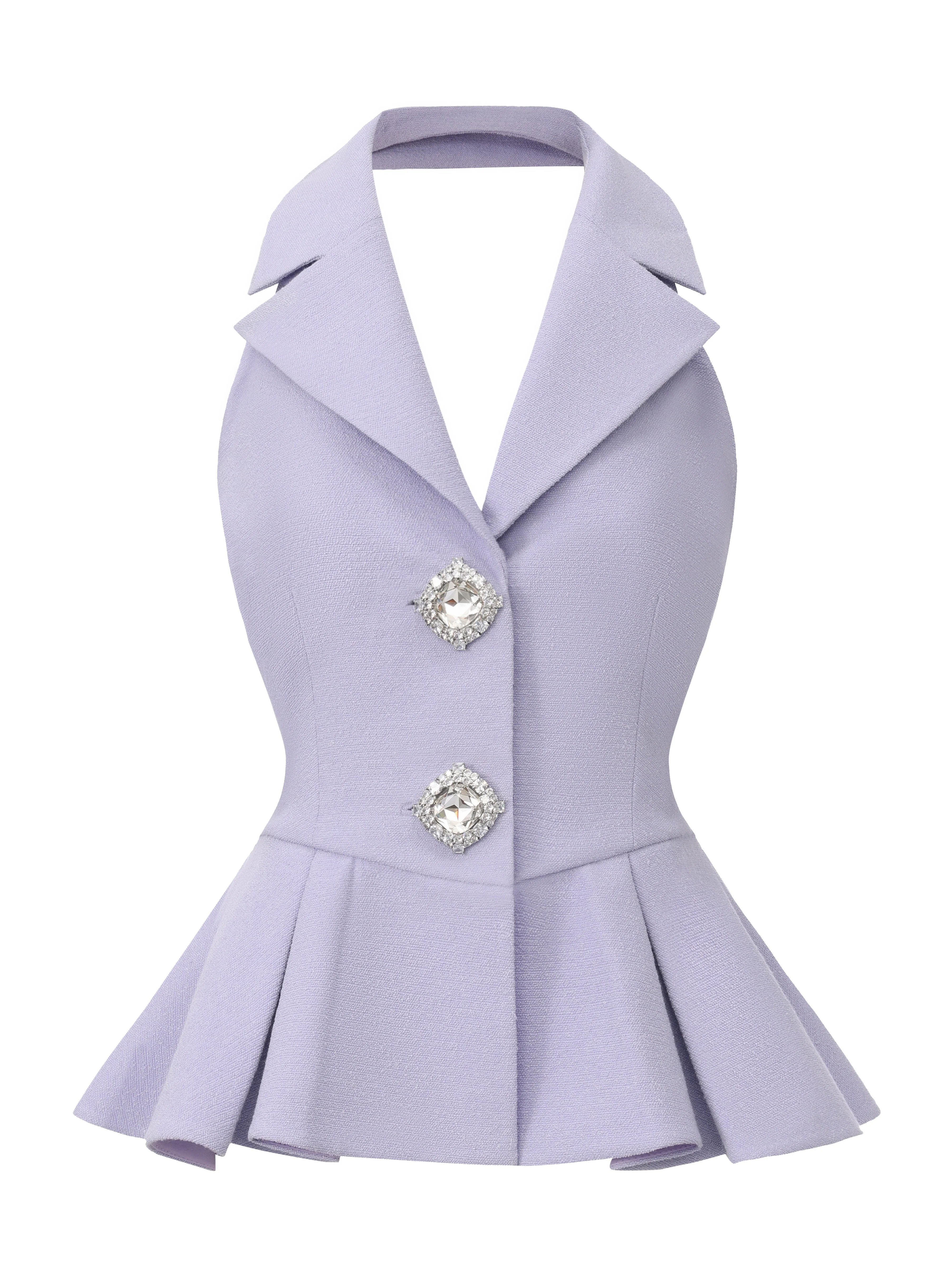 Camille Crystal-Button Purple Peplum Vest - Image 10