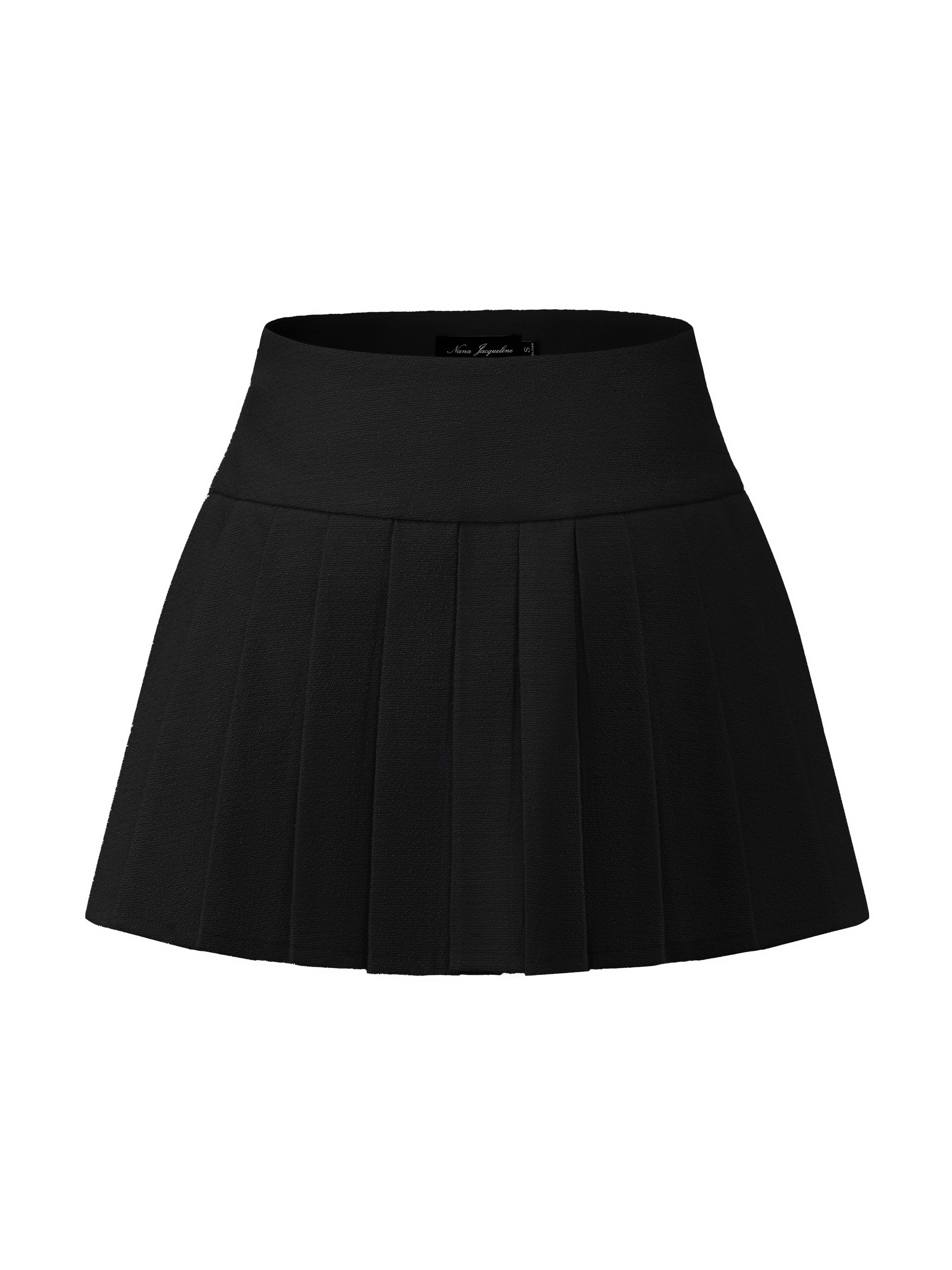 Camille Tailored Pleated Black Mini Skirt - Image 5