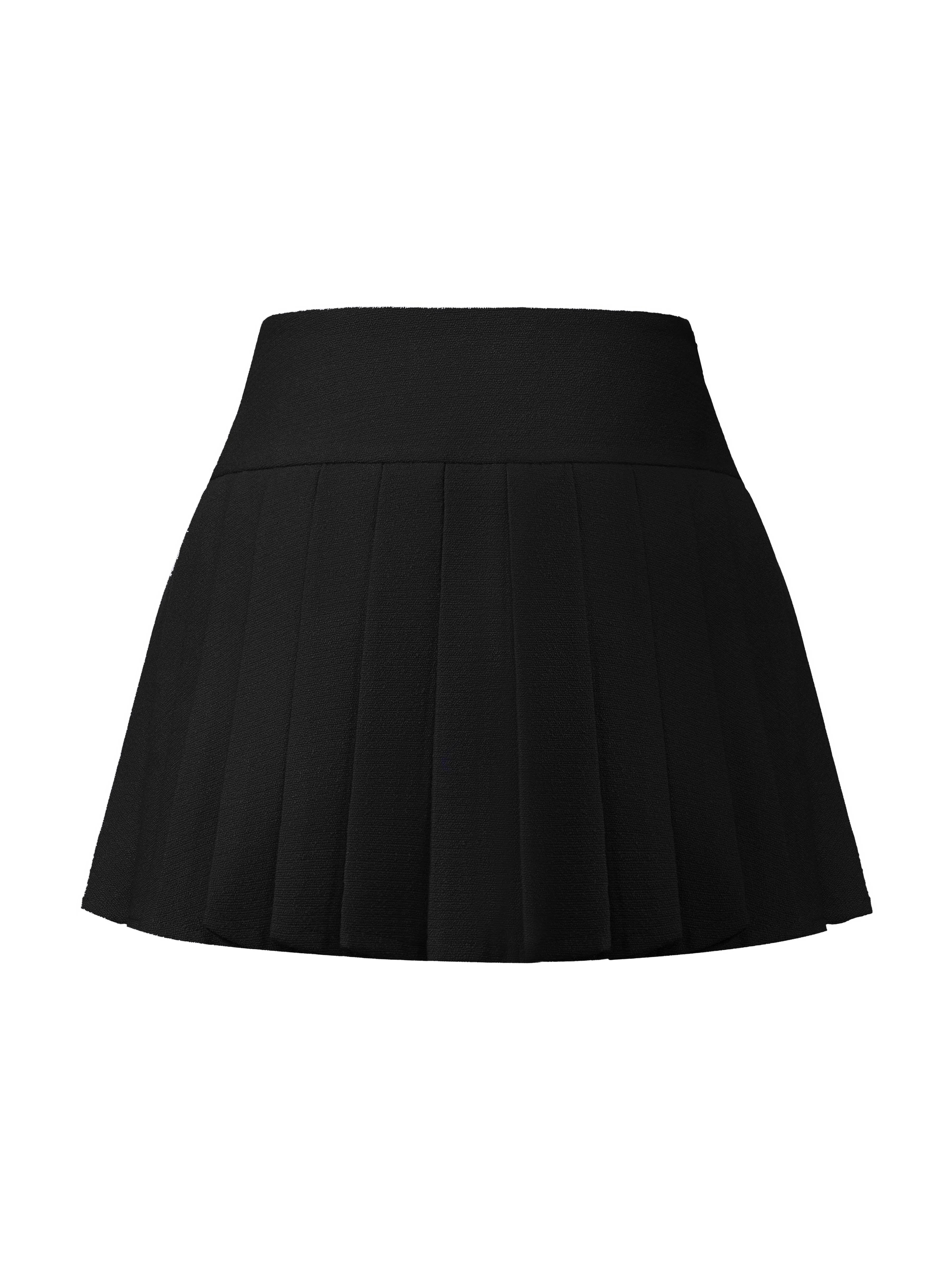 Camille Tailored Pleated Black Mini Skirt - Image 6