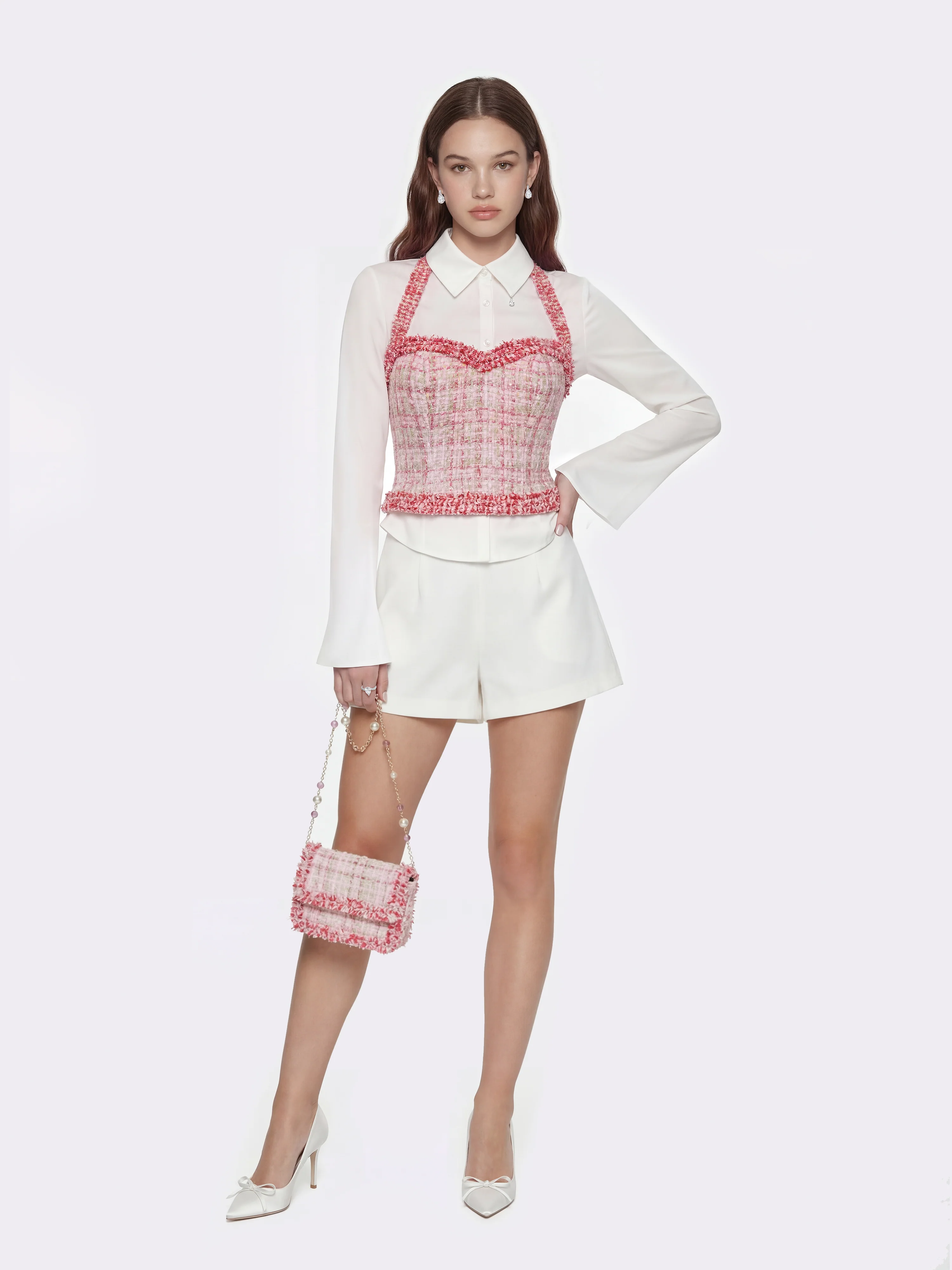 Camille Tailored White Mid-Rise Shorts