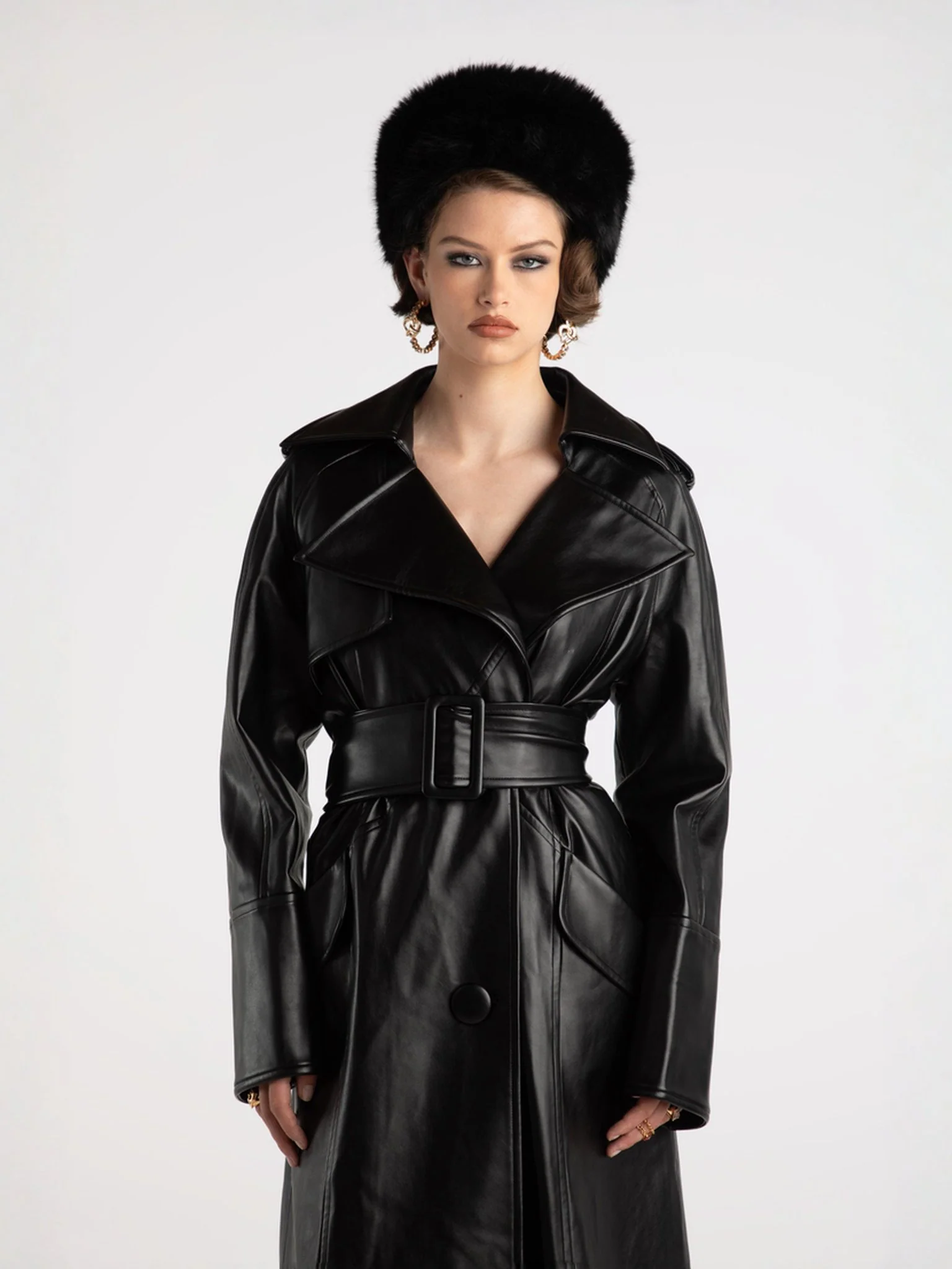 Cara Trench Coat (Black) (Final Sale) - Image 3
