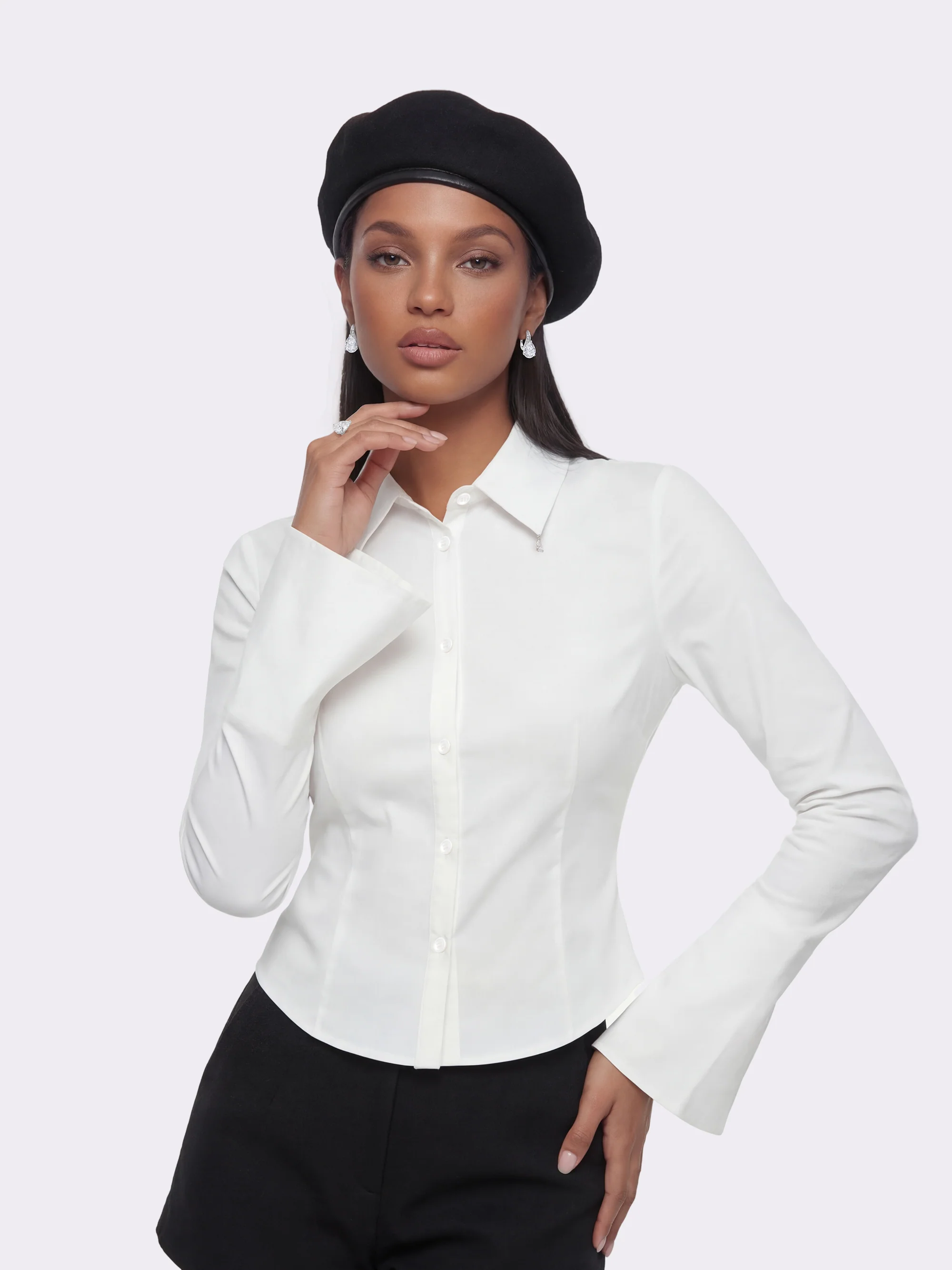 Chantal Bell-Sleeve White Shirt