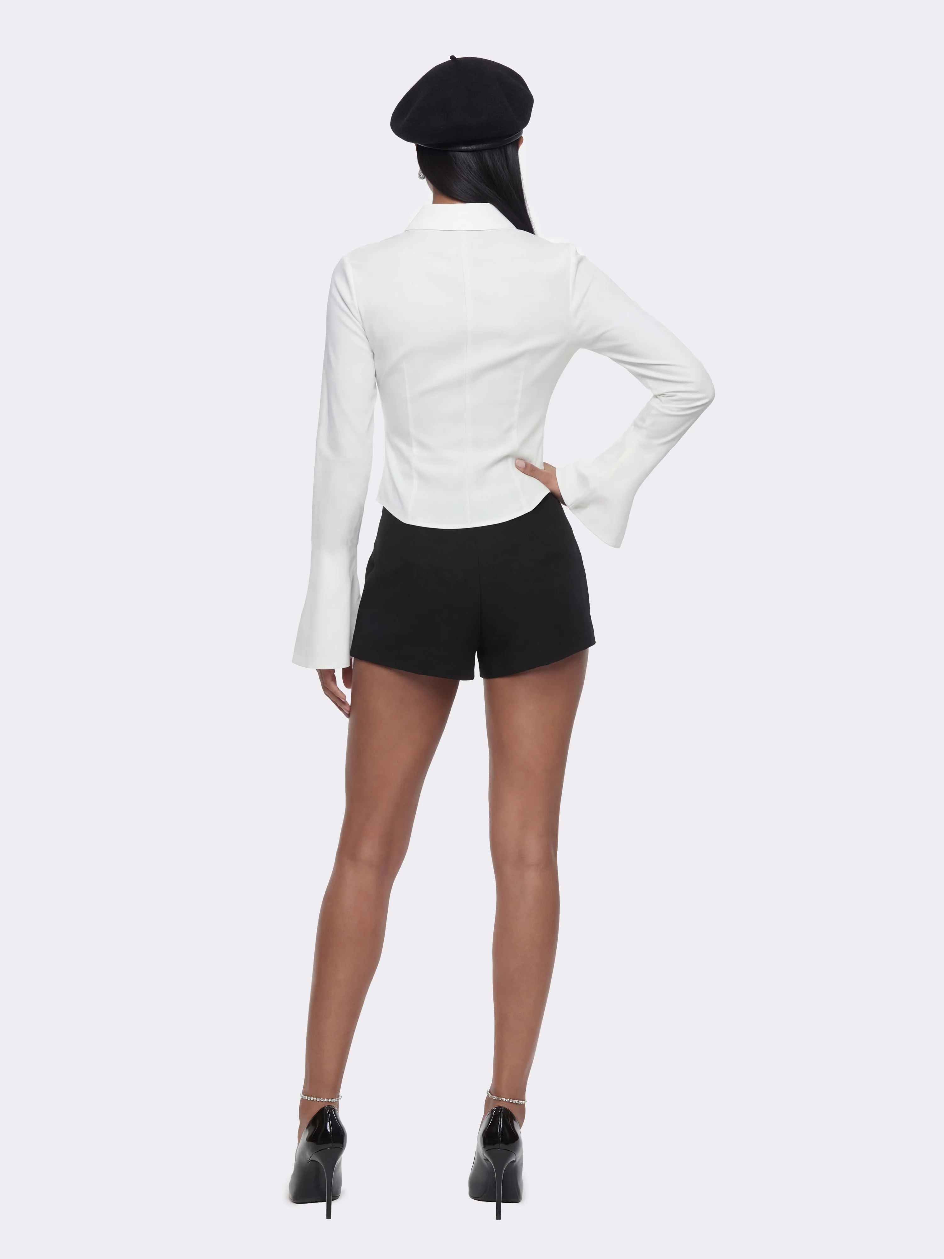Camille Tailored Black Mid-Rise Shorts - Image 6