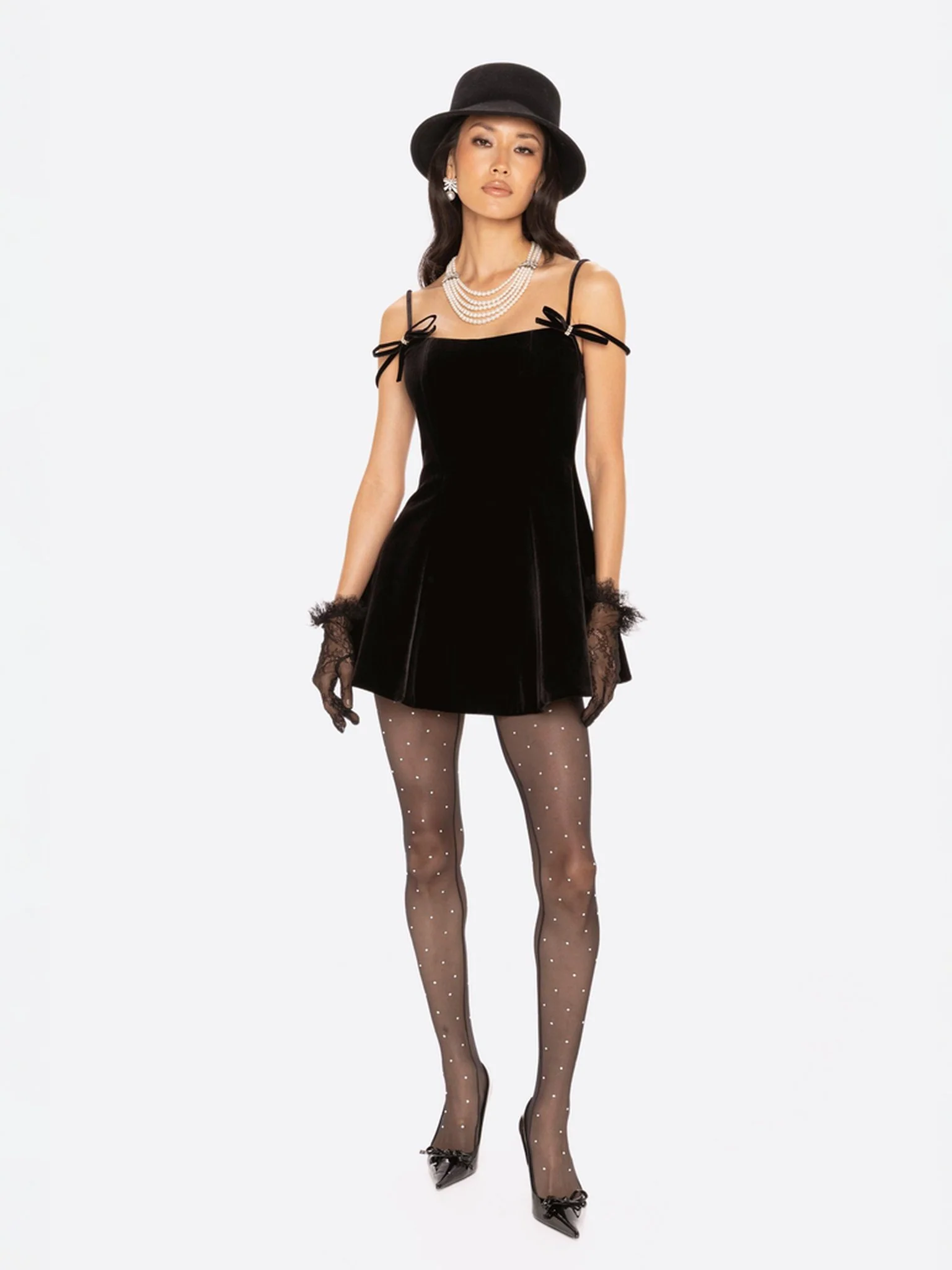 Chantal Bow Velvet Mini Dress - Image 2