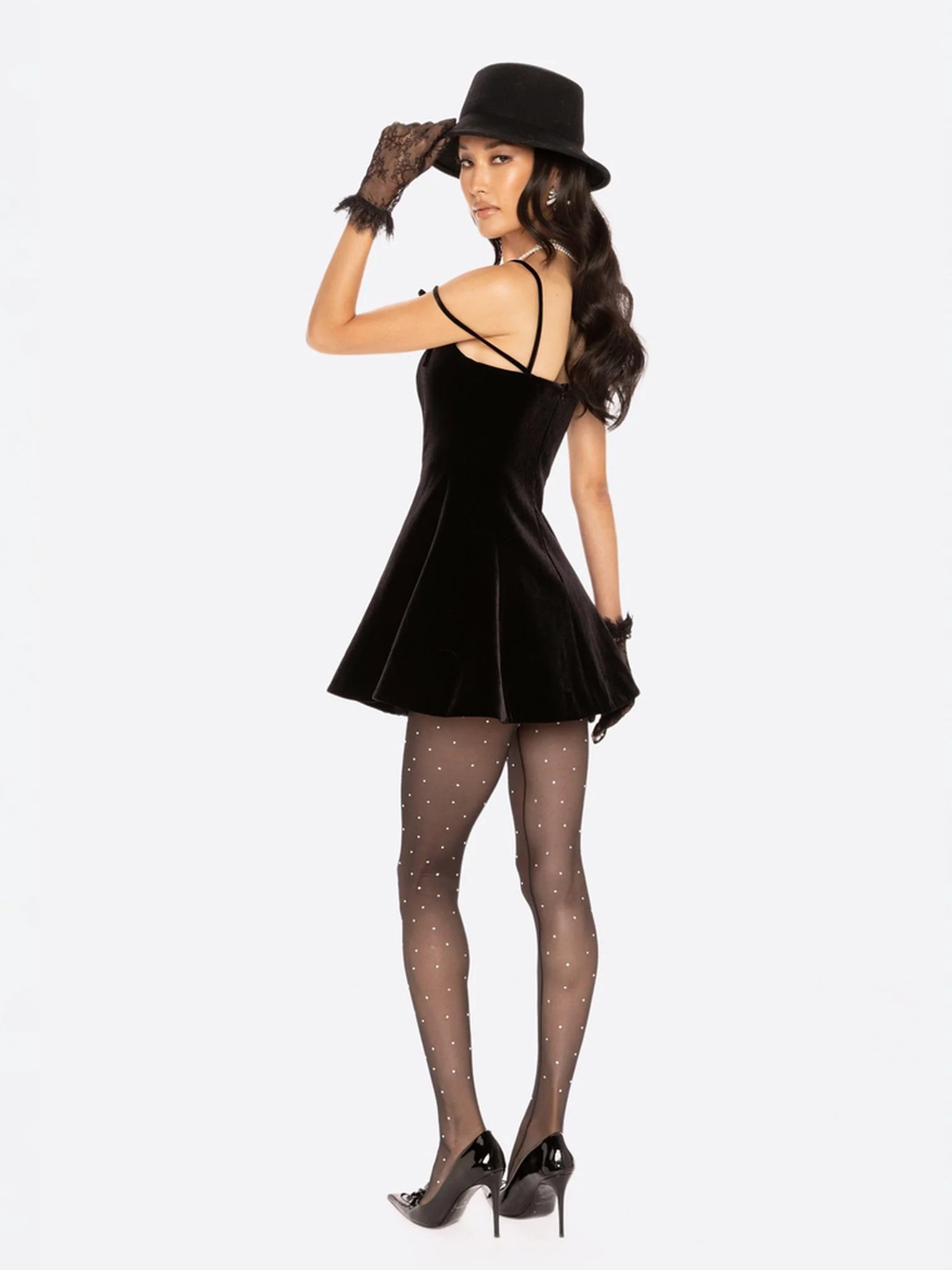 Chantal Bow Velvet Mini Dress - Image 3