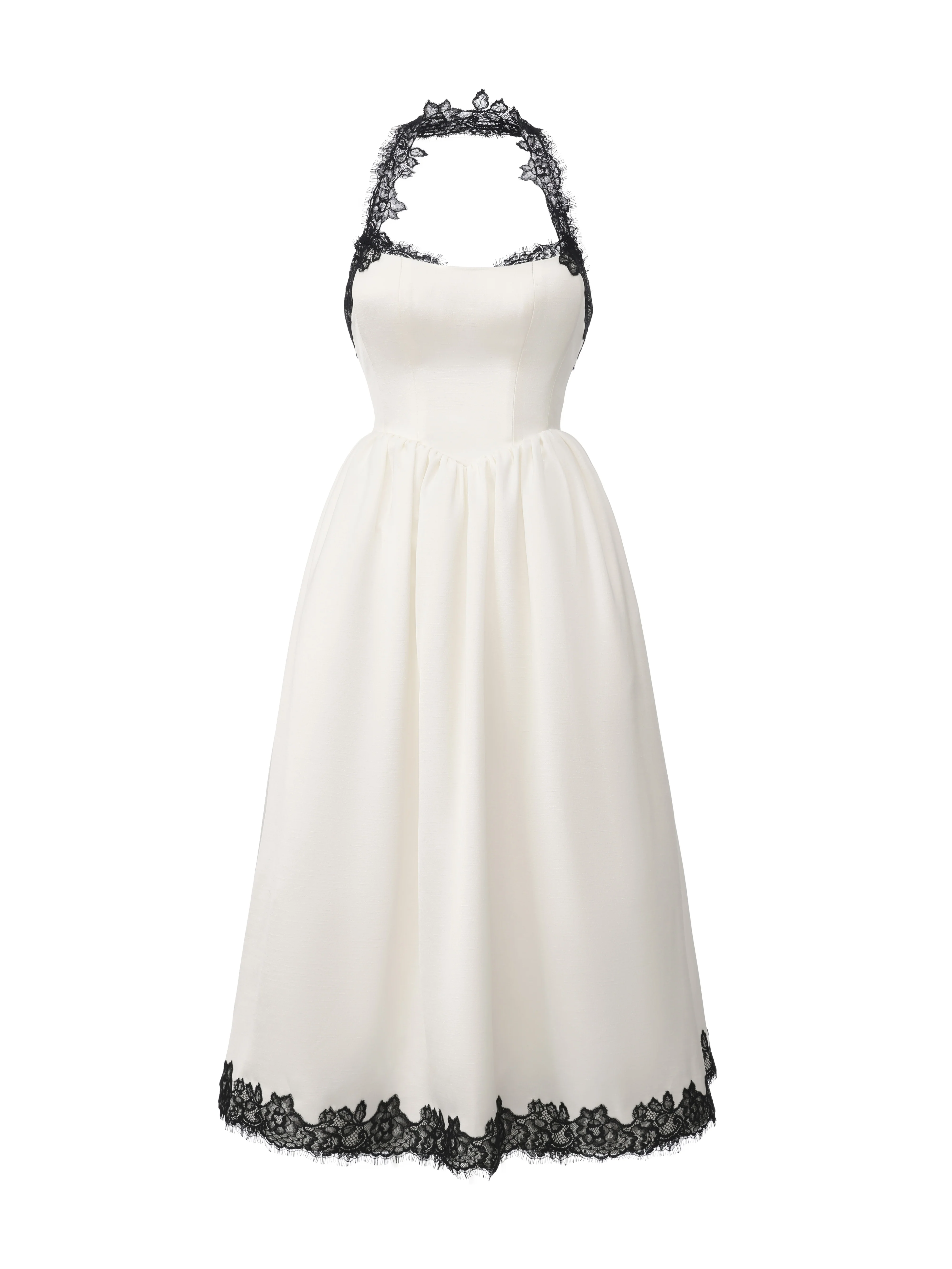 Chantal Lace Halter Ivory Acetate Maxi Dress - Image 11