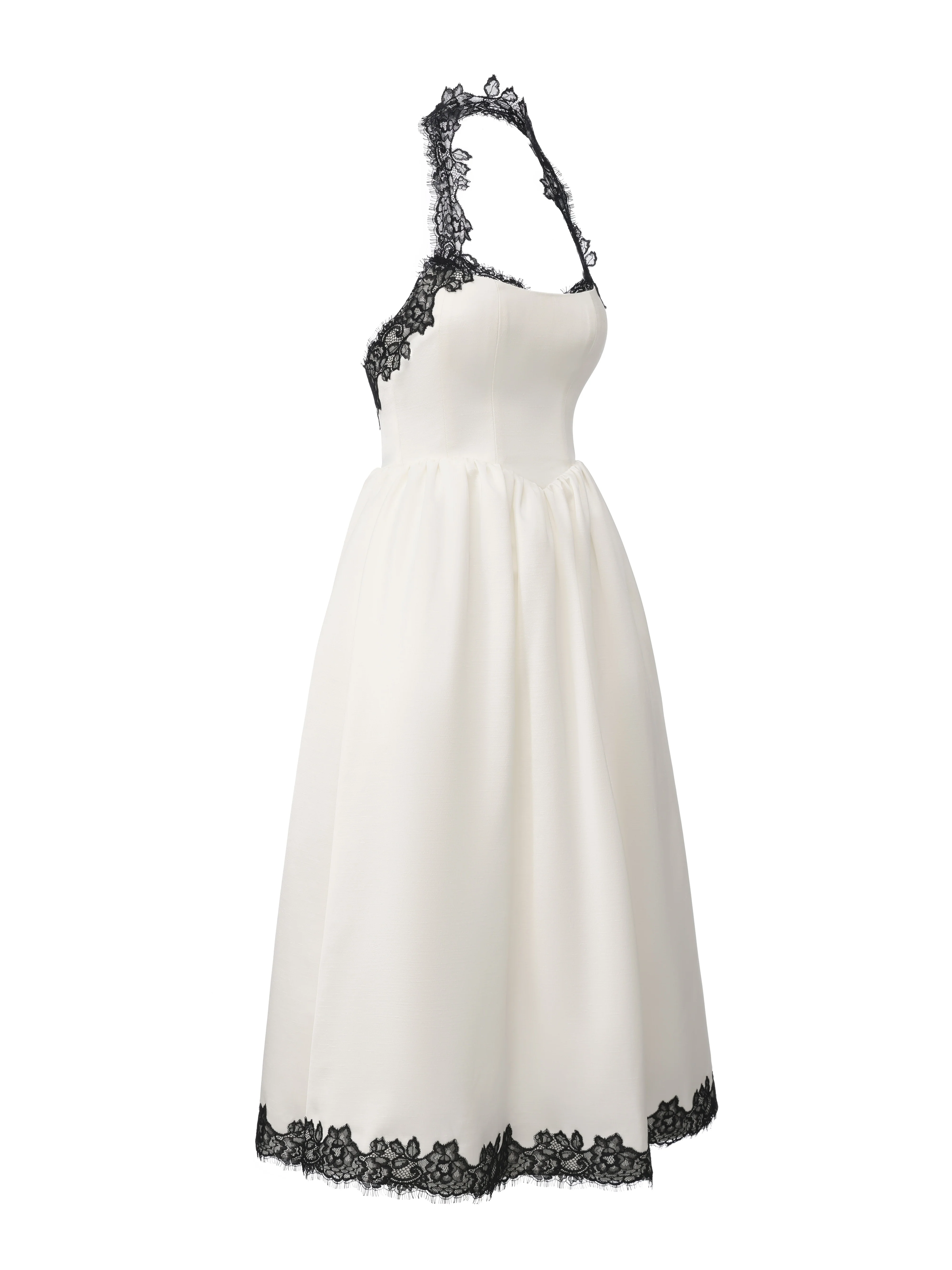 Chantal Lace Halter Ivory Acetate Maxi Dress - Image 12