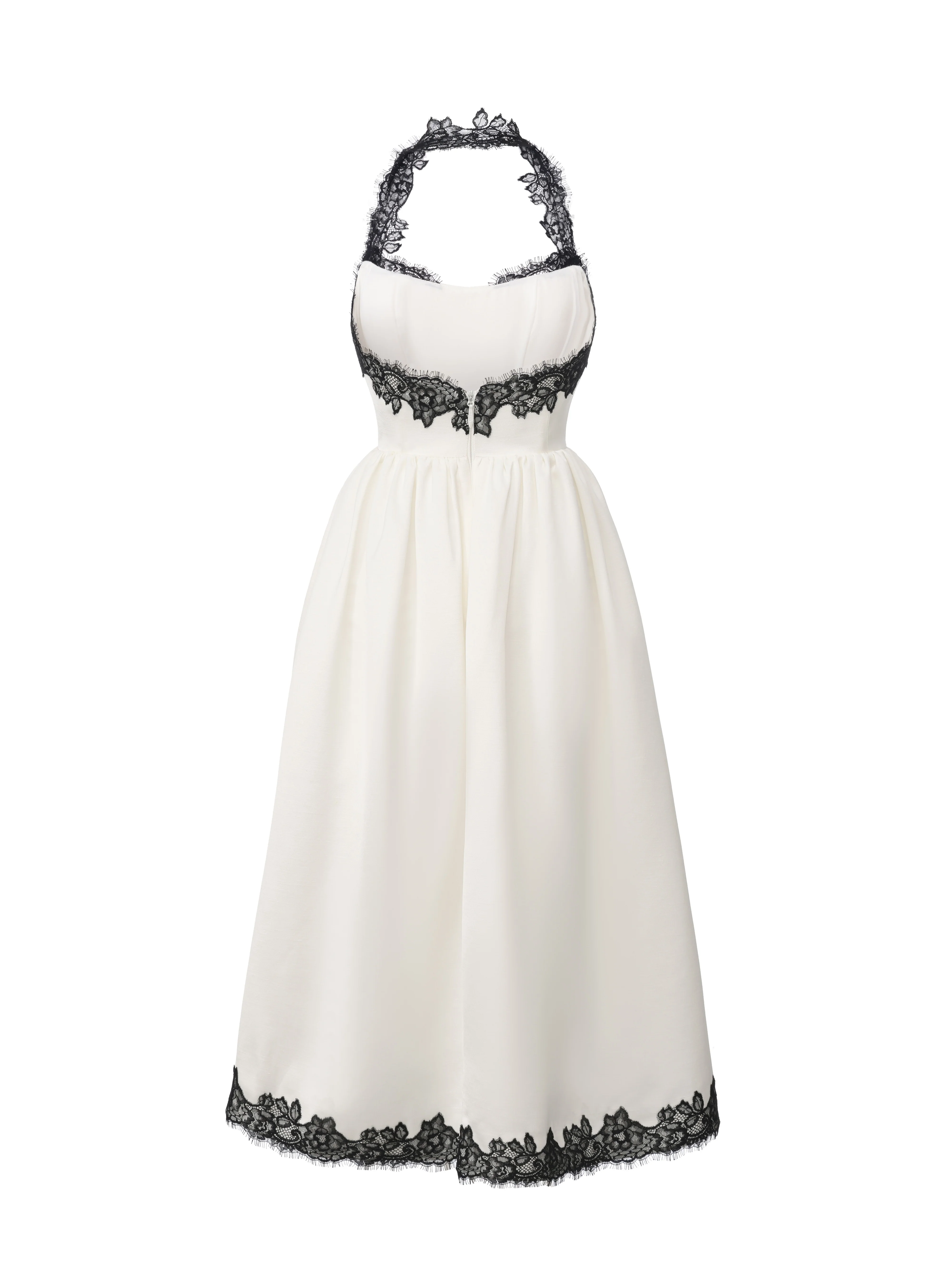 Chantal Lace Halter Ivory Acetate Maxi Dress - Image 13