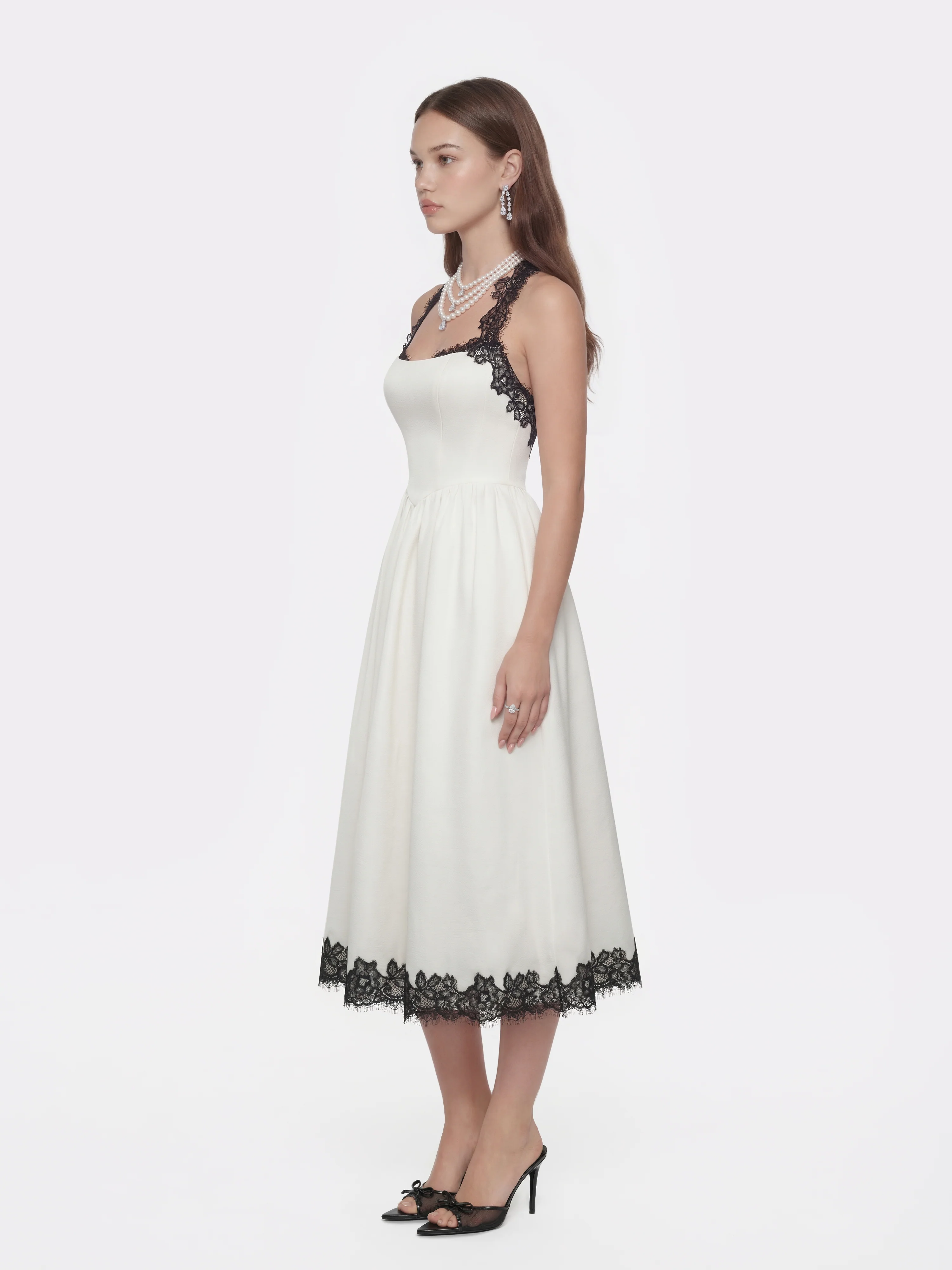 Chantal Lace Halter Ivory Acetate Maxi Dress - Image 4