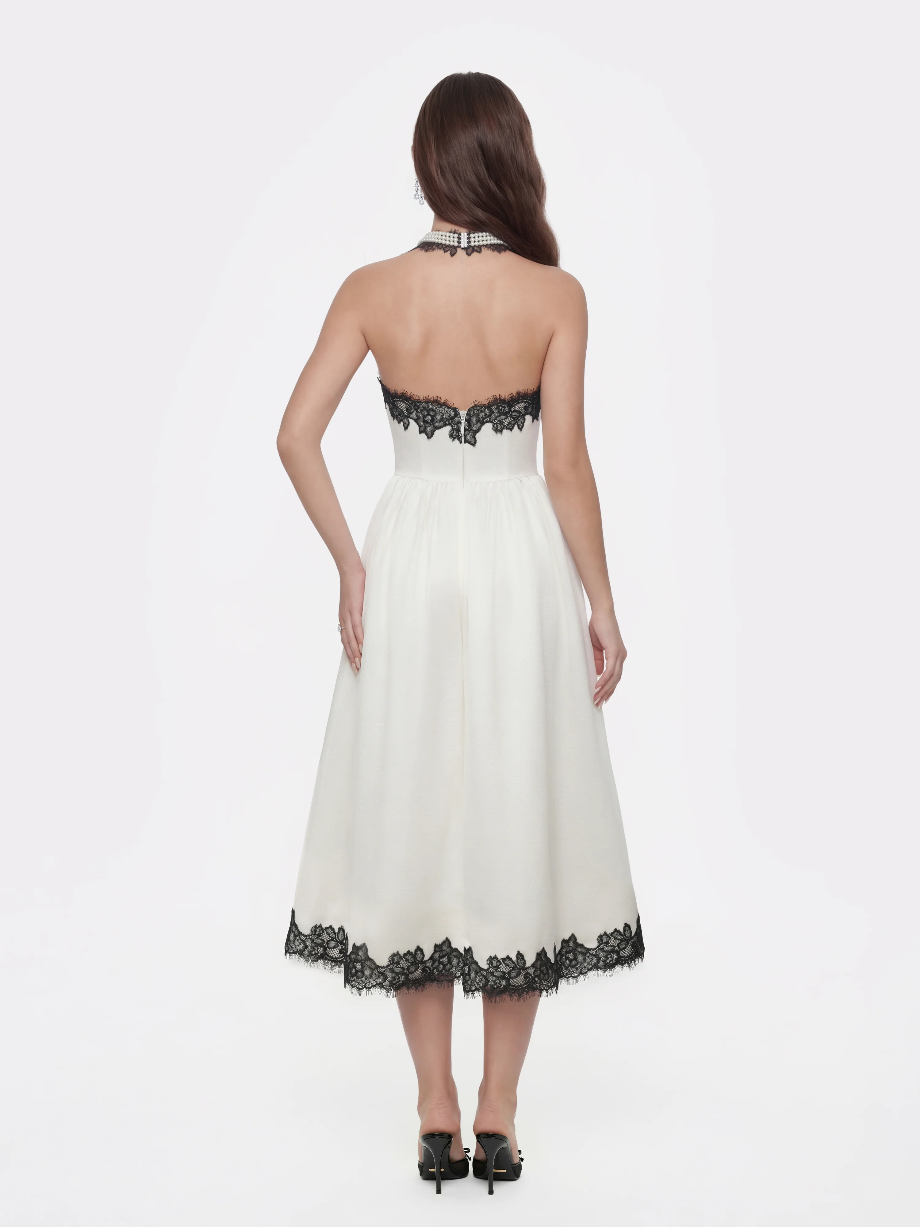 Chantal Lace Halter Ivory Acetate Maxi Dress - Image 5
