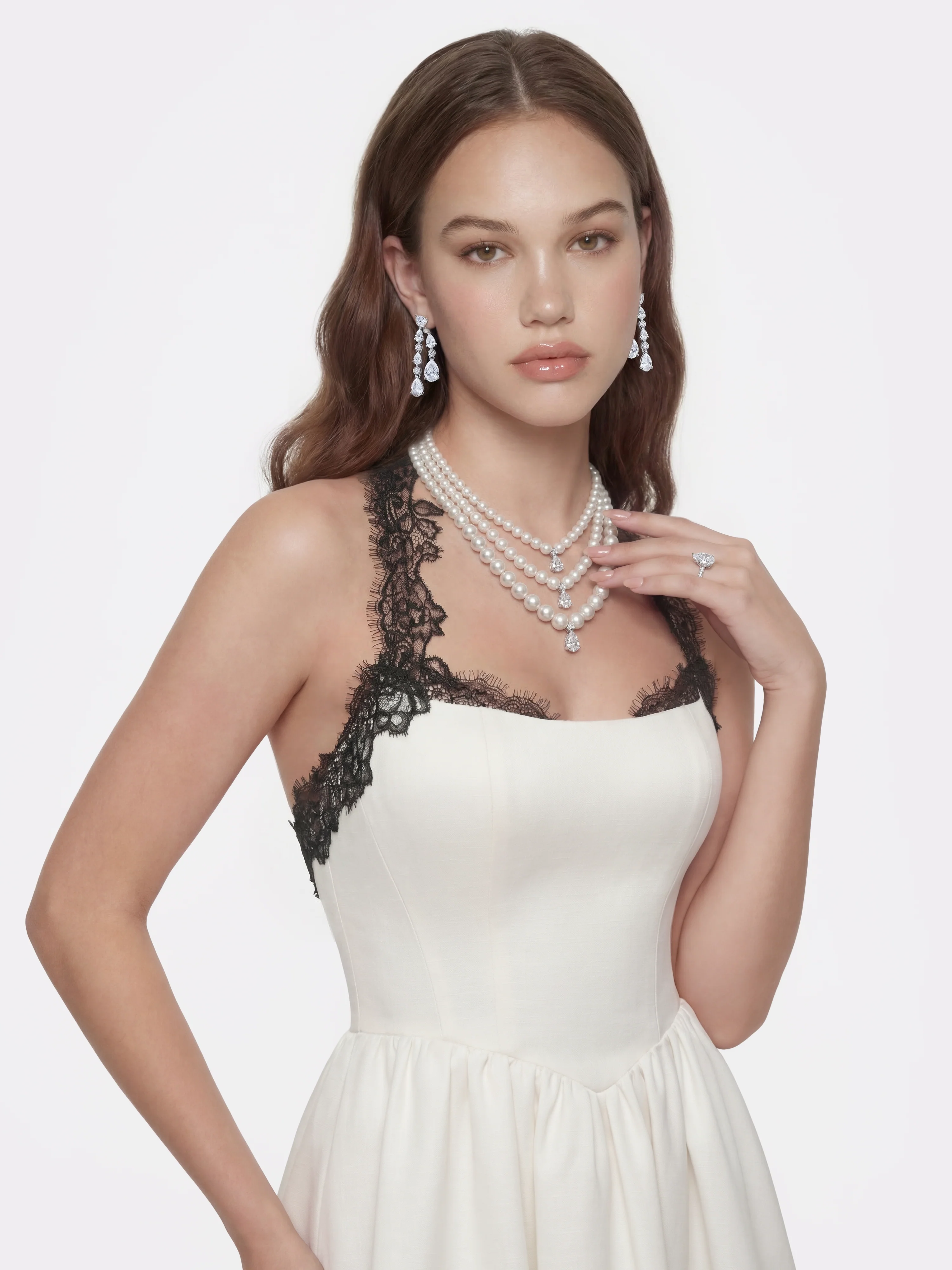 Chantal Lace Halter Ivory Acetate Maxi Dress - Image 6