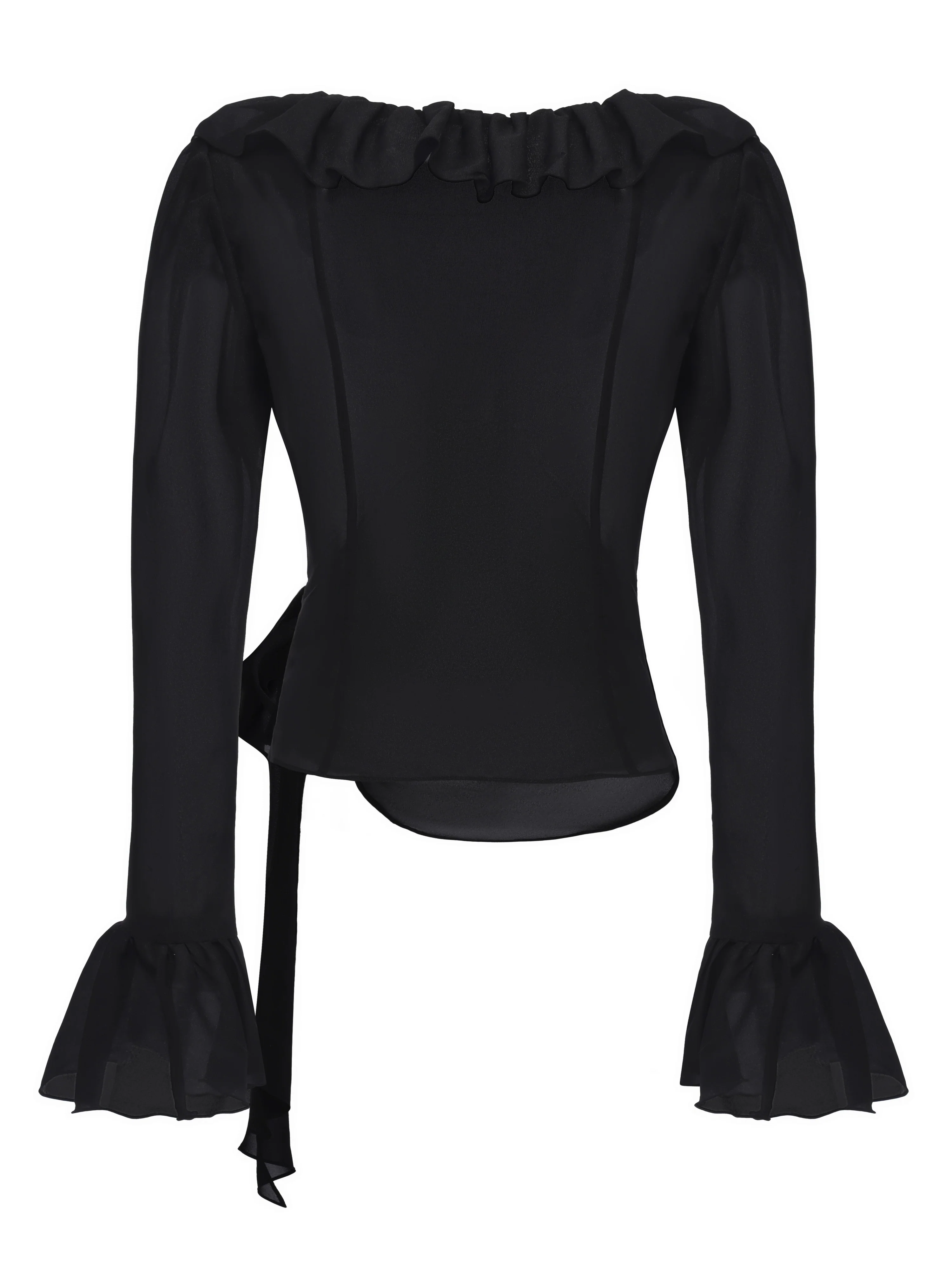Charlotte Ruffle Black Wrap Top - Image 10
