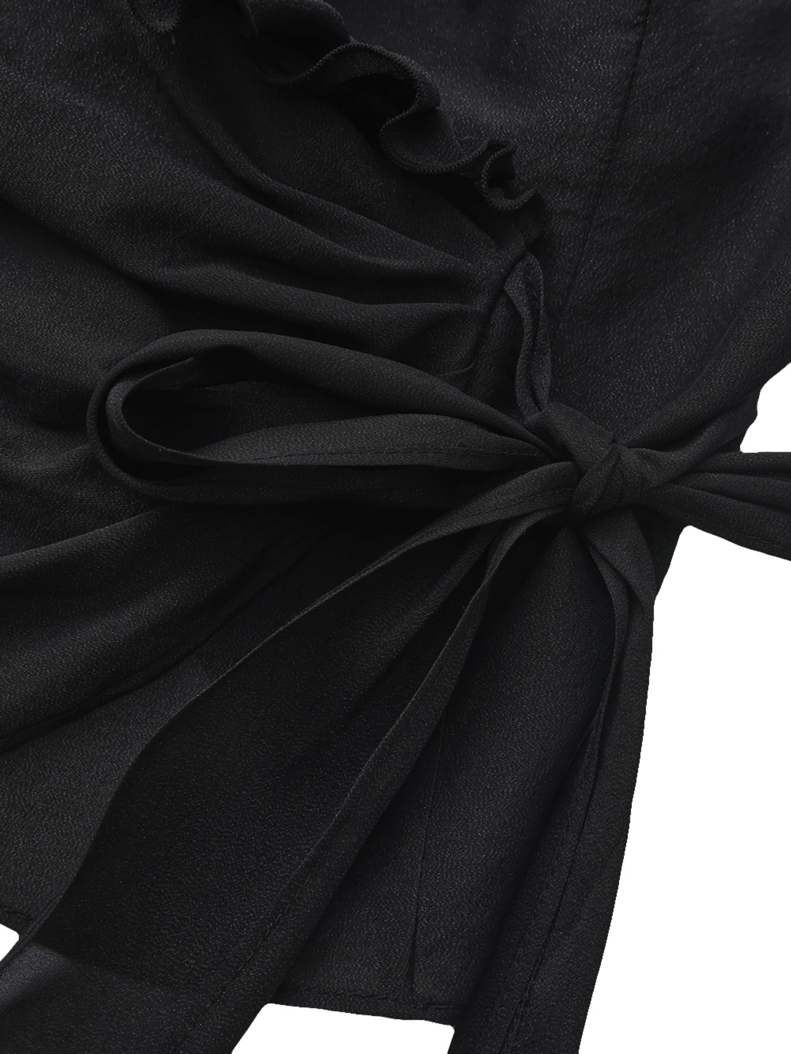 Charlotte Ruffle Black Wrap Top - Image 6