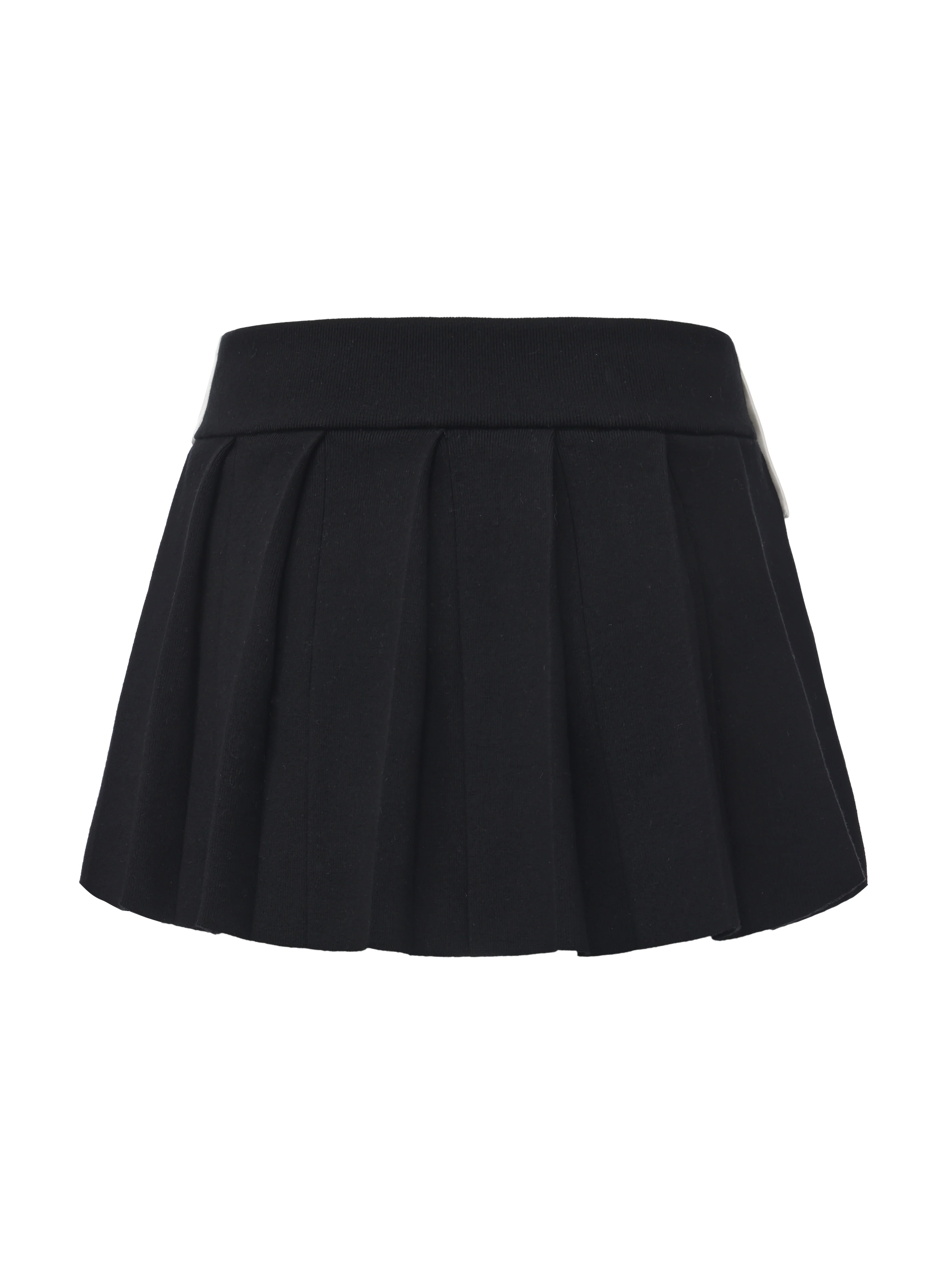 Claudette Contrast Waist Pleated Black Mini Skirt - Image 11