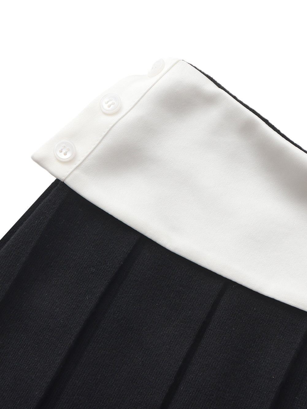 Claudette Contrast Waist Pleated Black Mini Skirt - Image 6