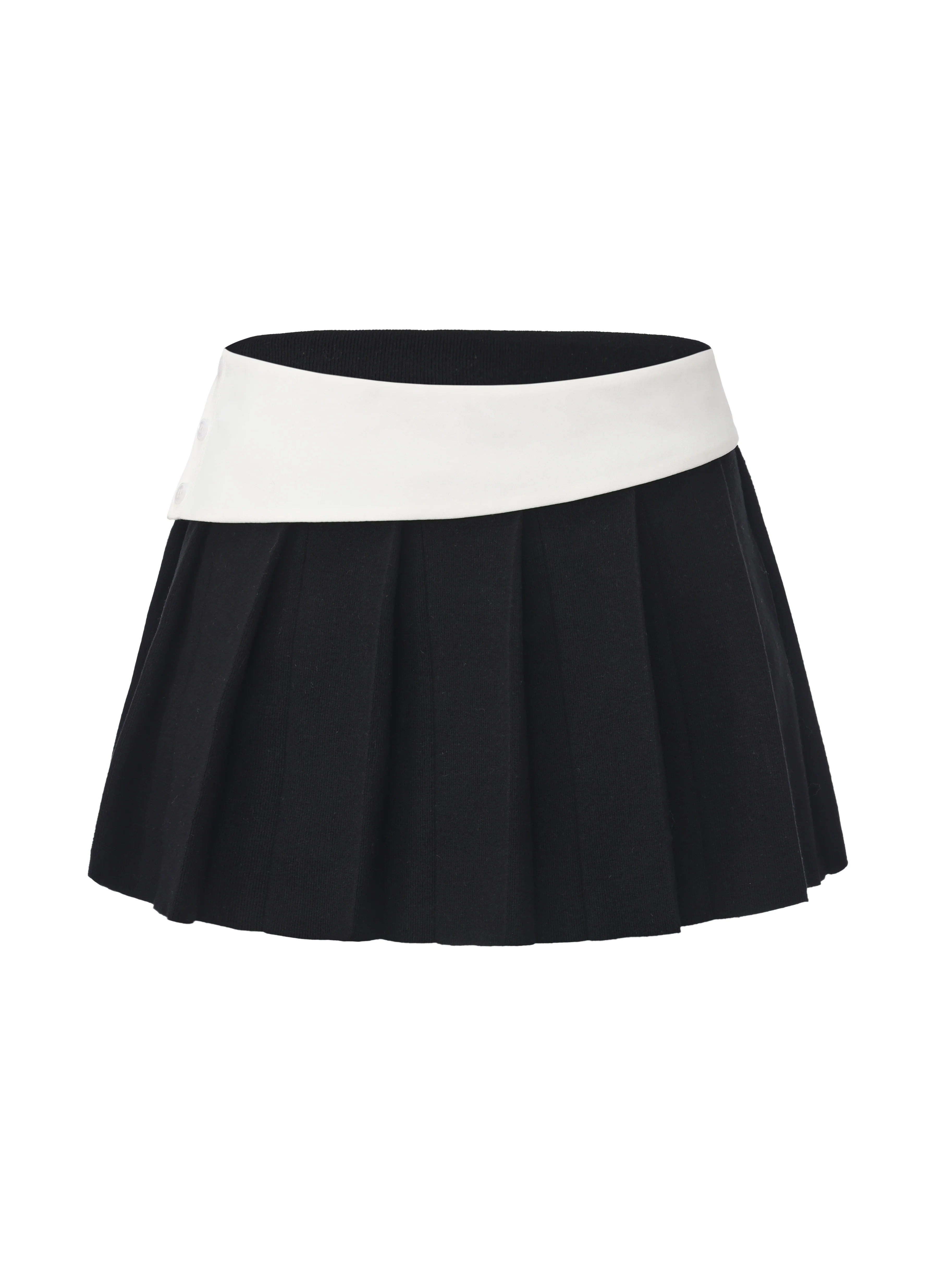 Claudette Contrast Waist Pleated Black Mini Skirt - Image 9
