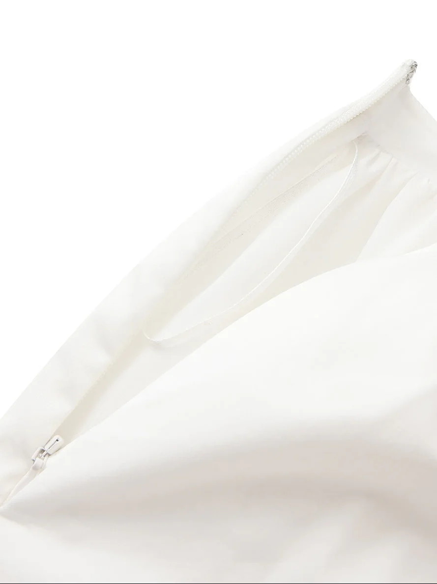 Claudine High-Waist A-Line White Midi Skirt - Image 10