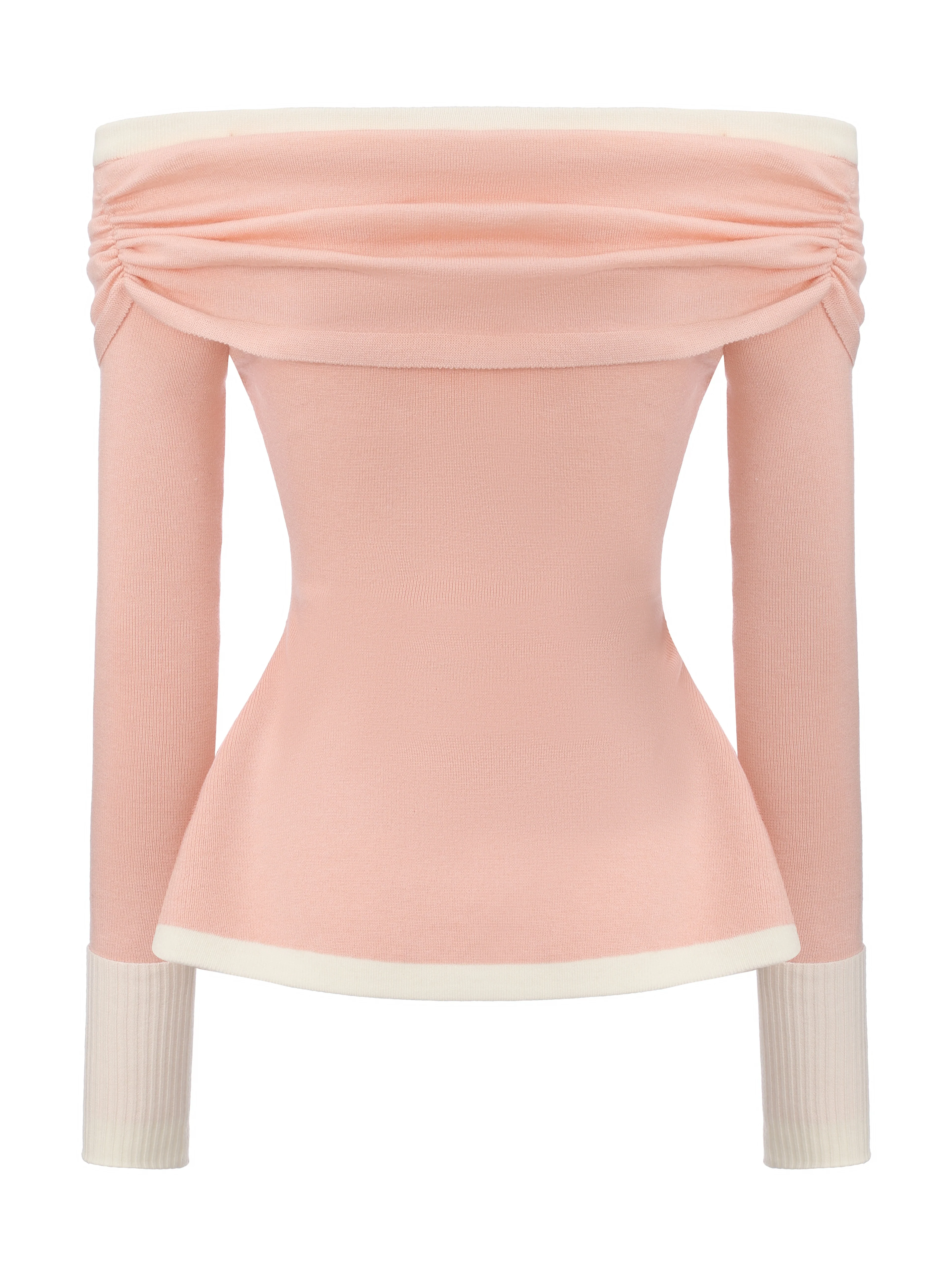 Colette Off-Shoulder Contrast Knit Pink Top - Image 10