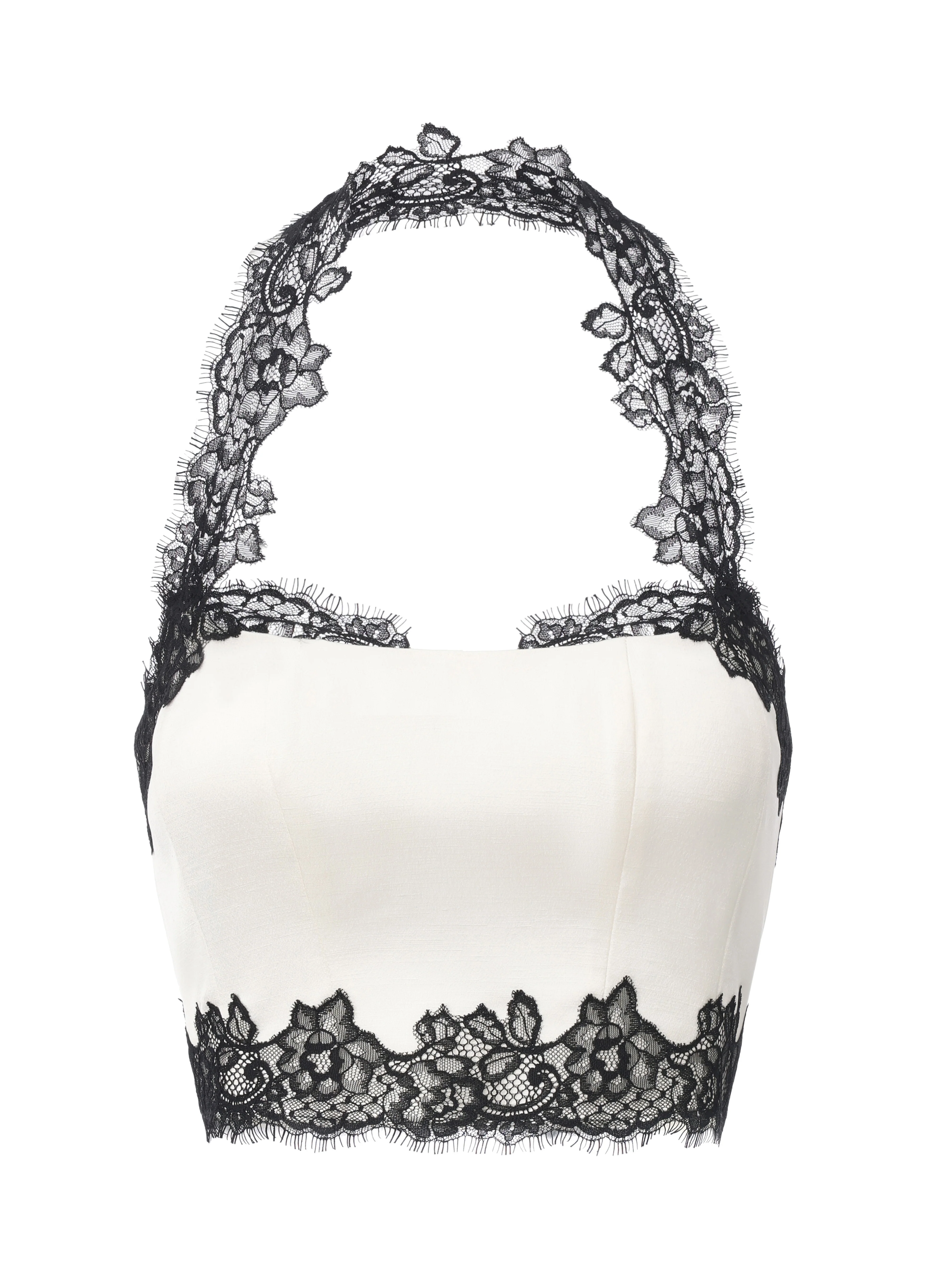 Daniela Lace Halter Ivory Acetate Top - Image 10