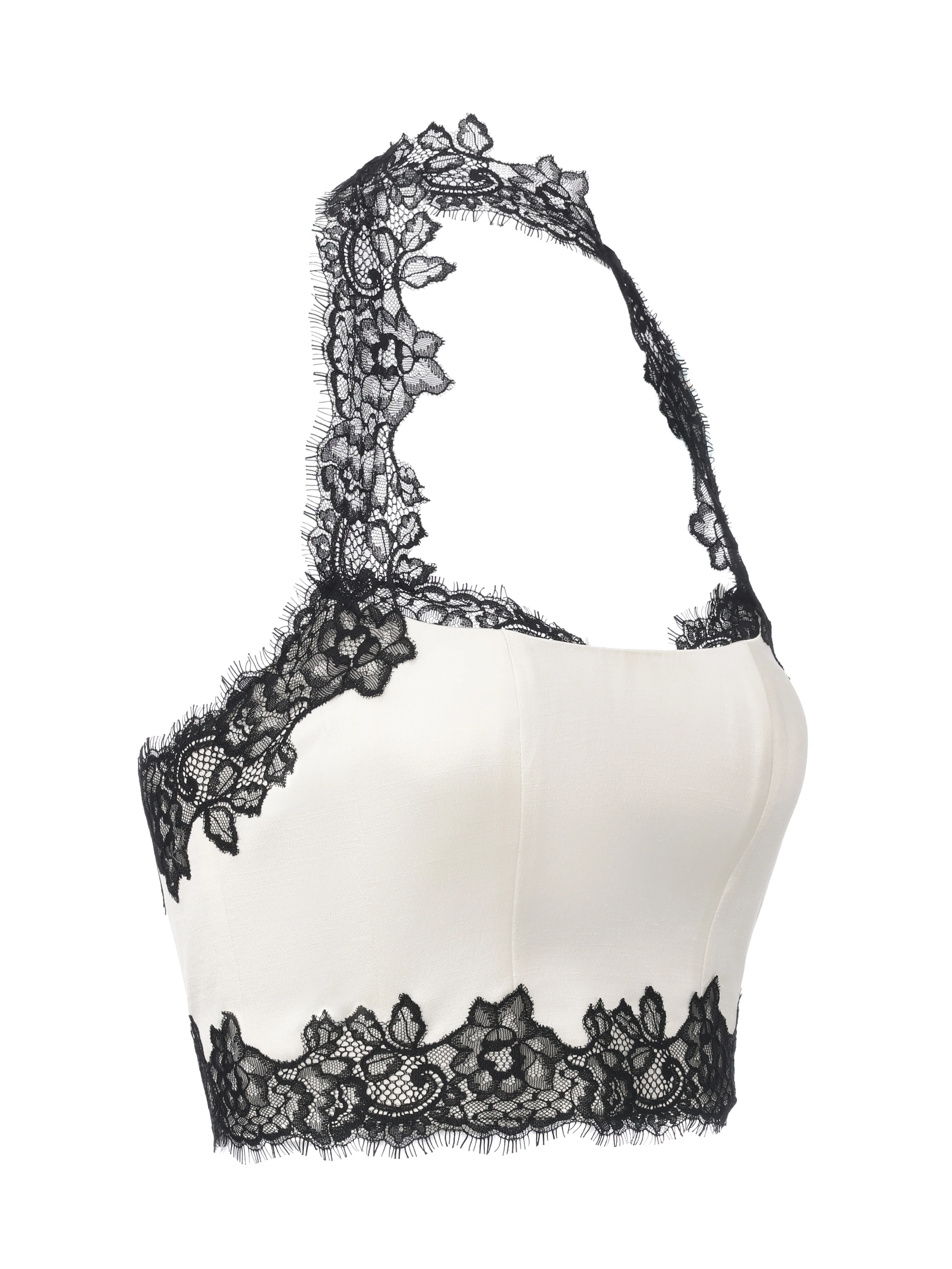 Daniela Lace Halter Ivory Acetate Top - Image 11