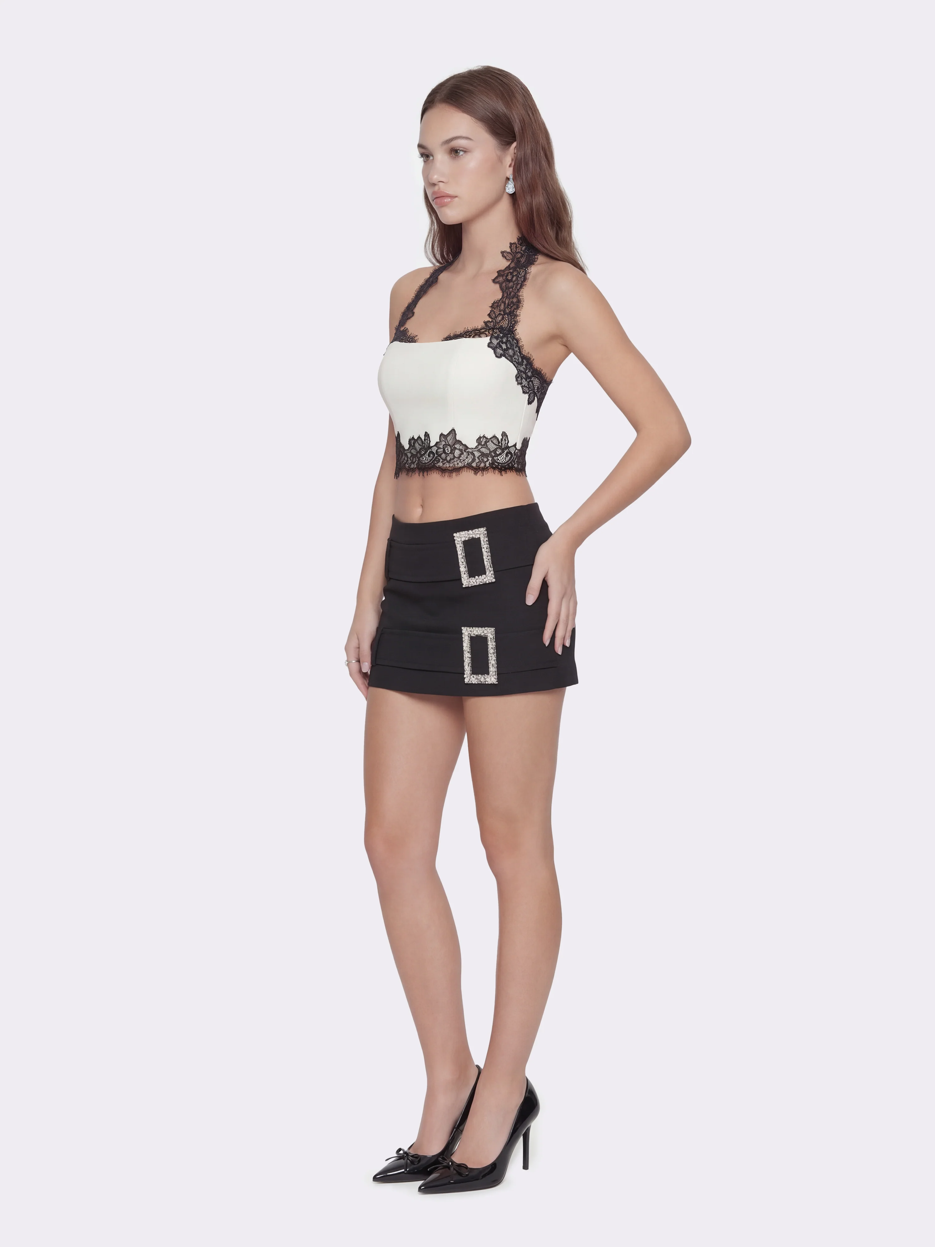 Daniela Lace Halter Ivory Acetate Top - Image 3