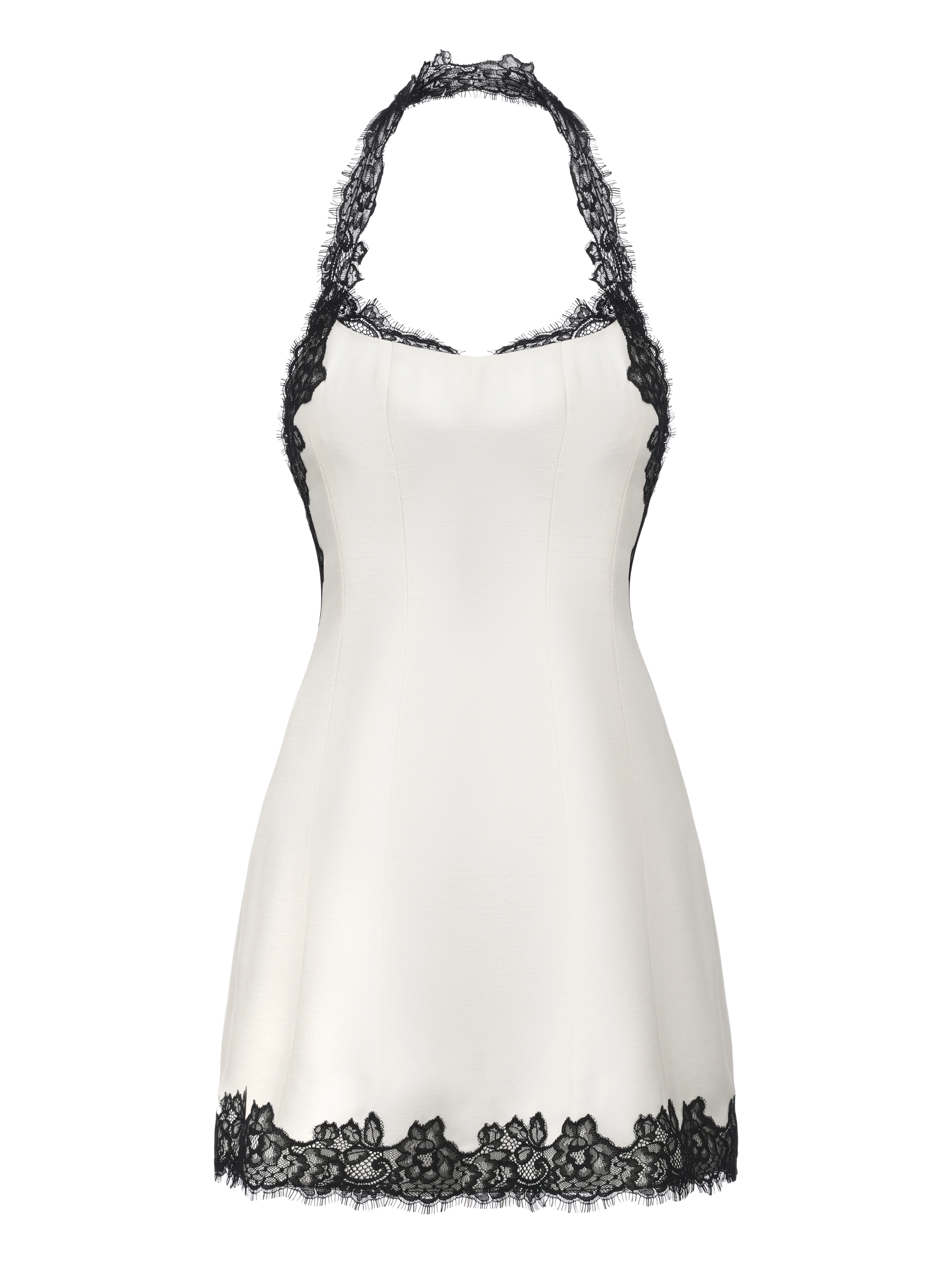 Daniela Lace Halter White Mini Dress - Image 9