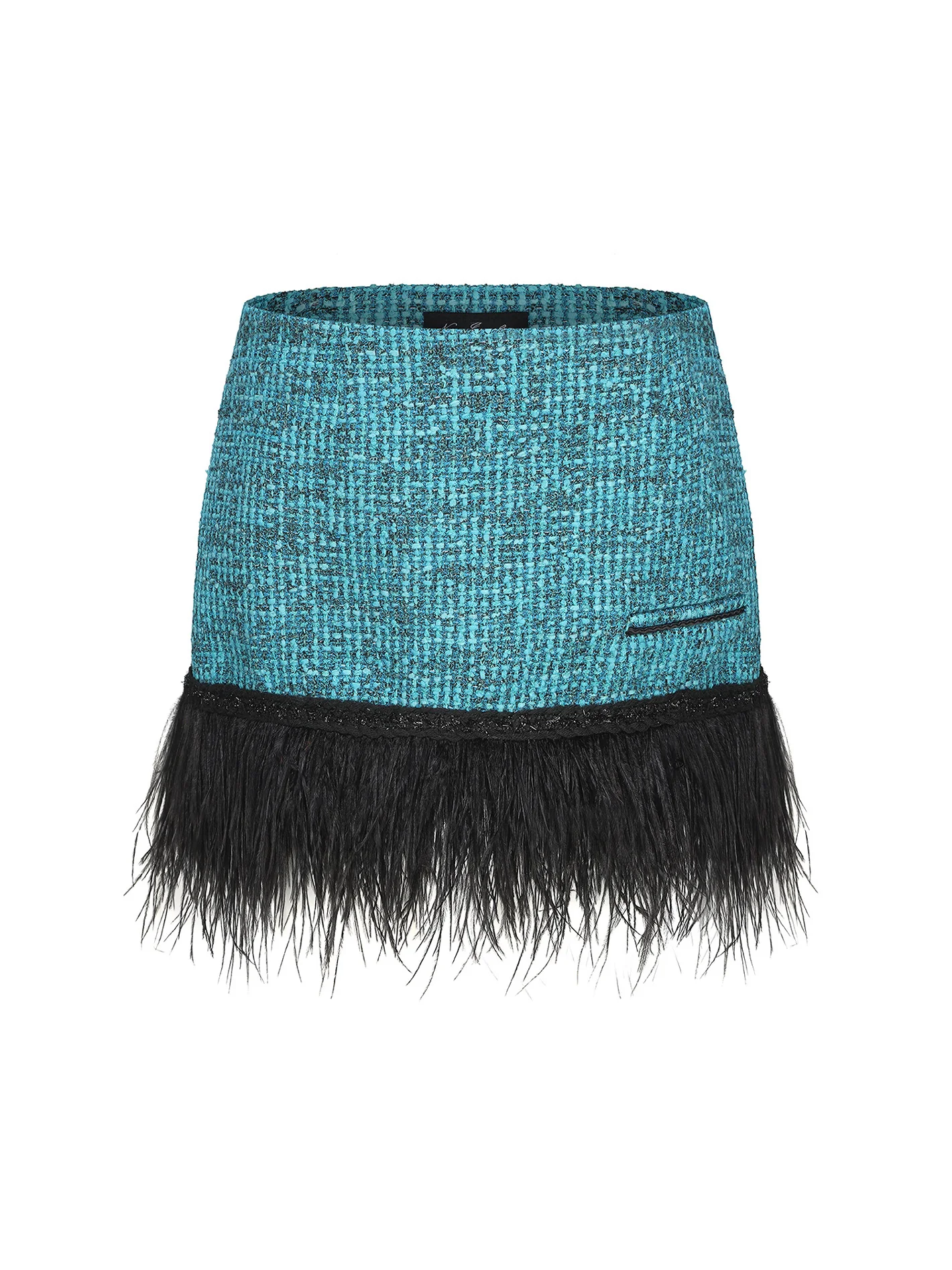 Daphne Feather Tweed Skirt (Blue) (Final Sale)