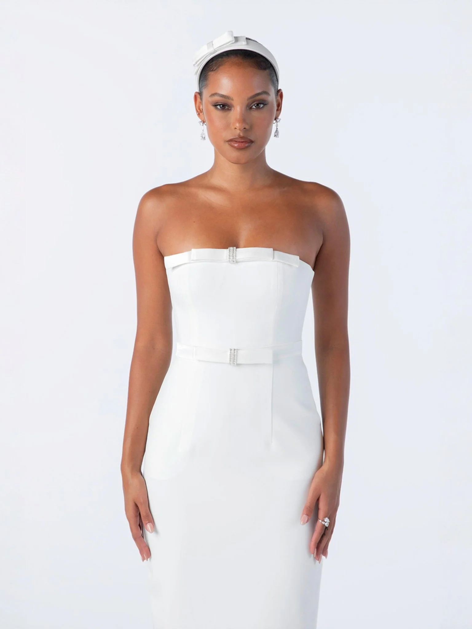 Demi Bow Dress (White) - Image 3