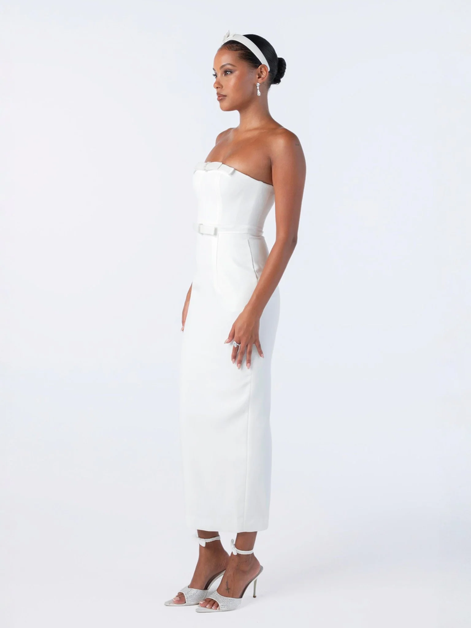 Demi Bow Dress (White) - Image 4
