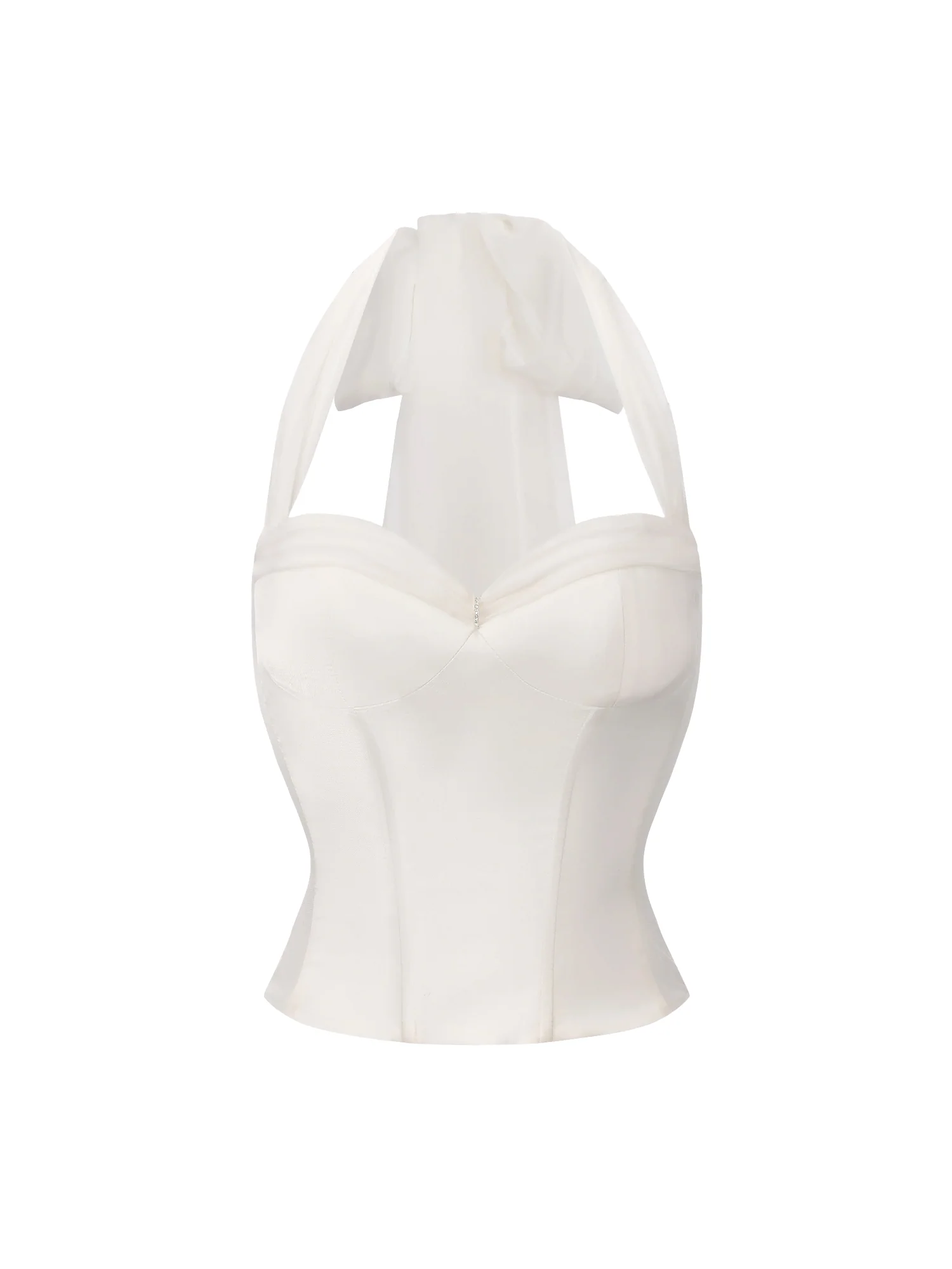 Edwina Satin Halter White Top - Image 12