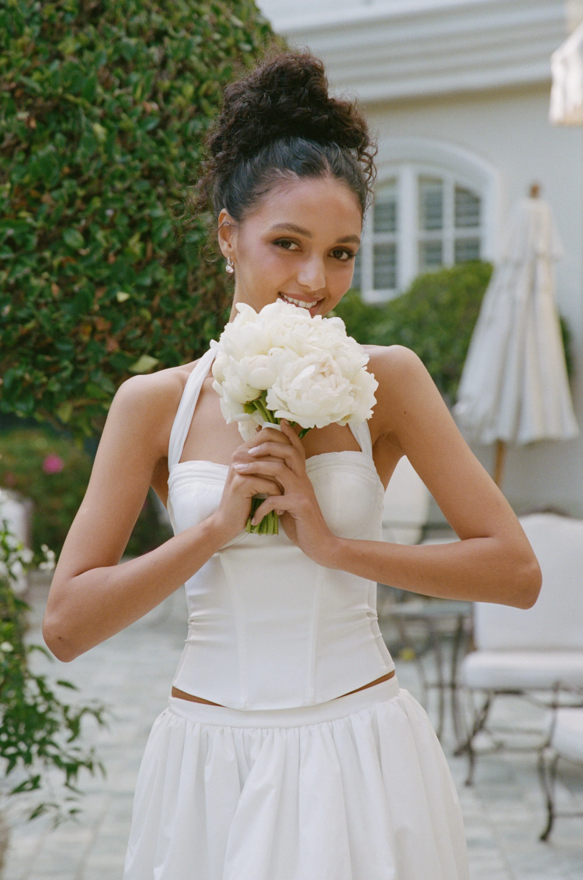 Edwina Satin Halter White Top - Image 2