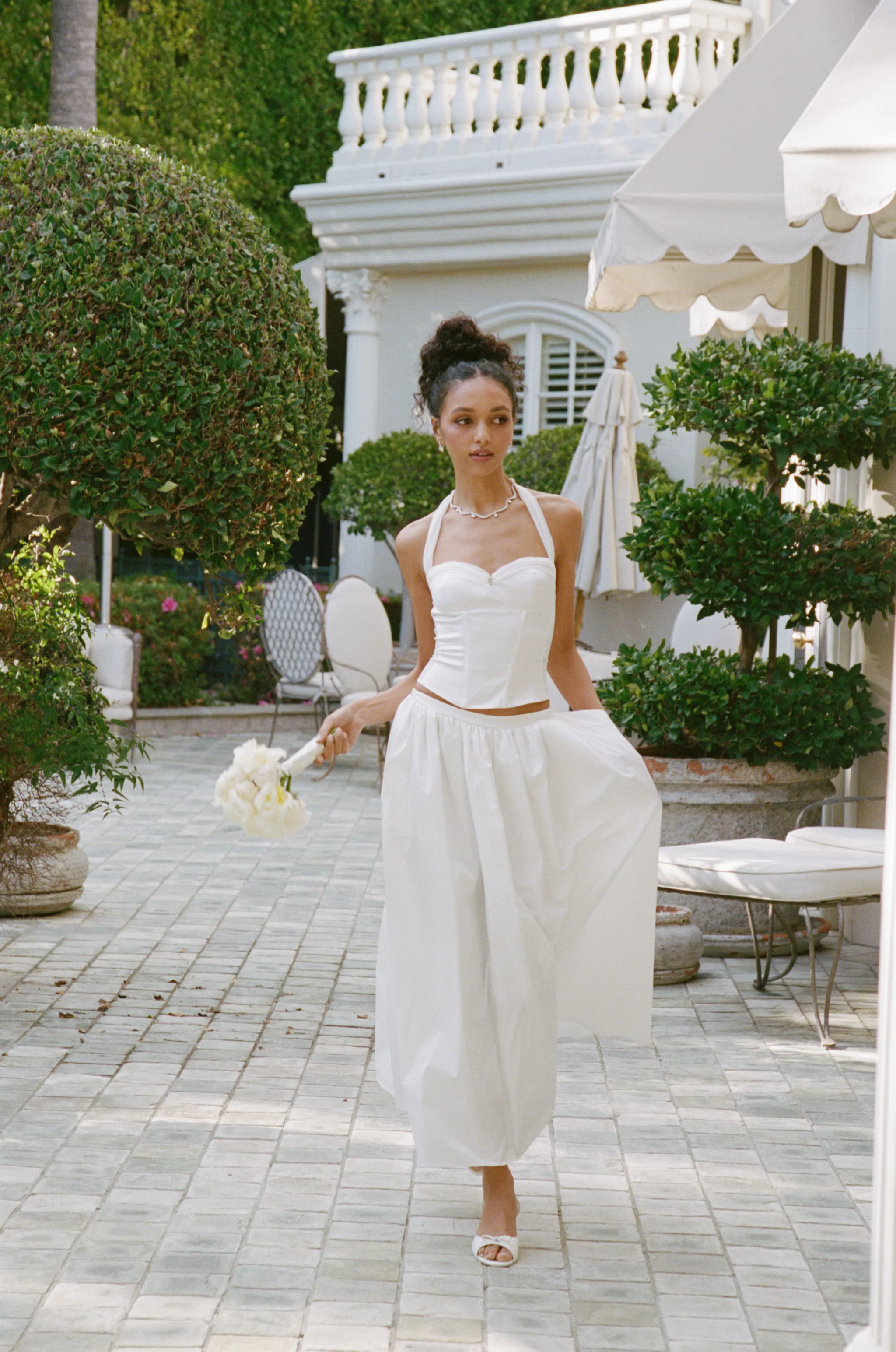 Edwina Satin Halter White Top - Image 3