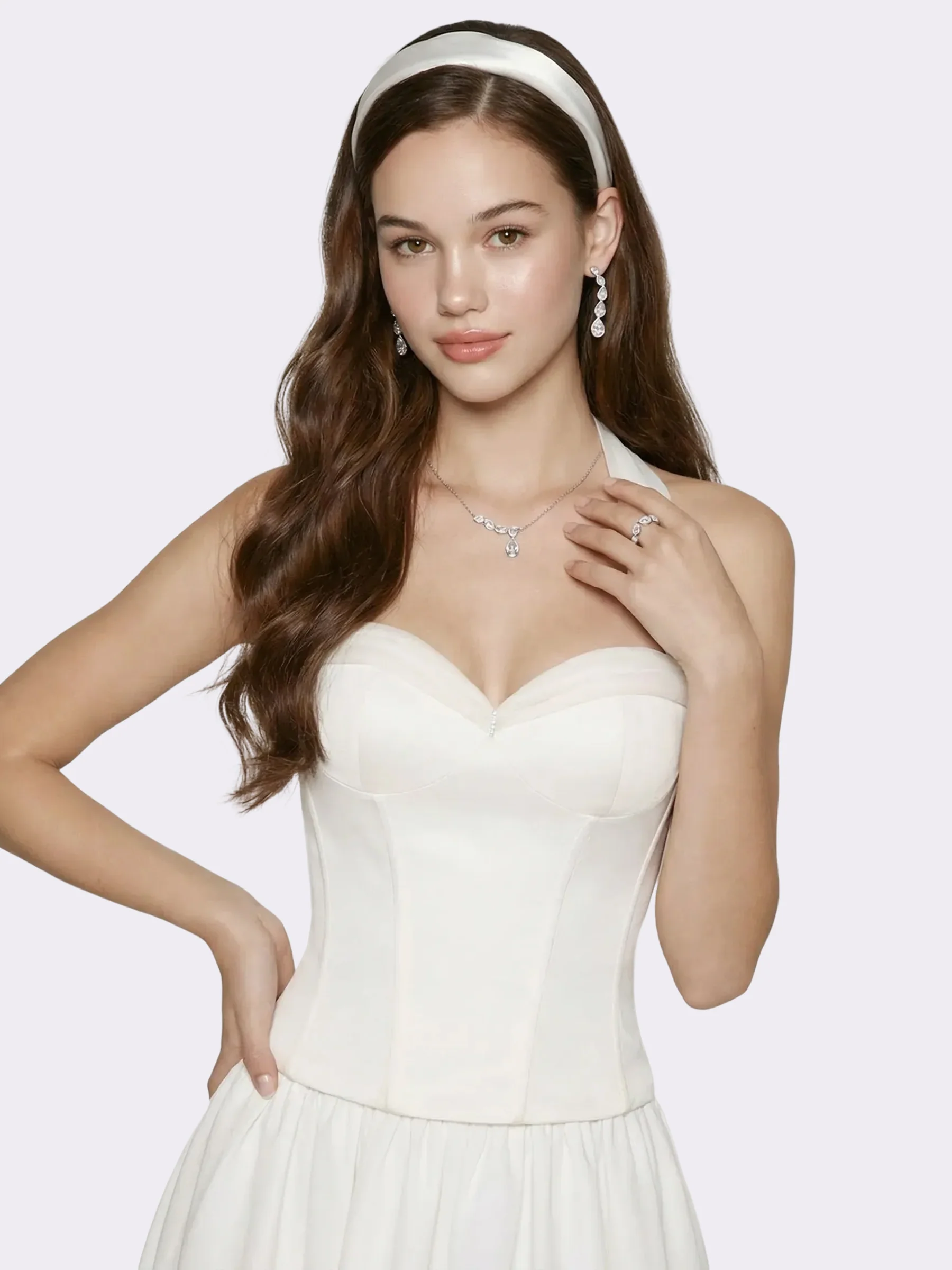 Edwina Satin Halter White Top - Image 6