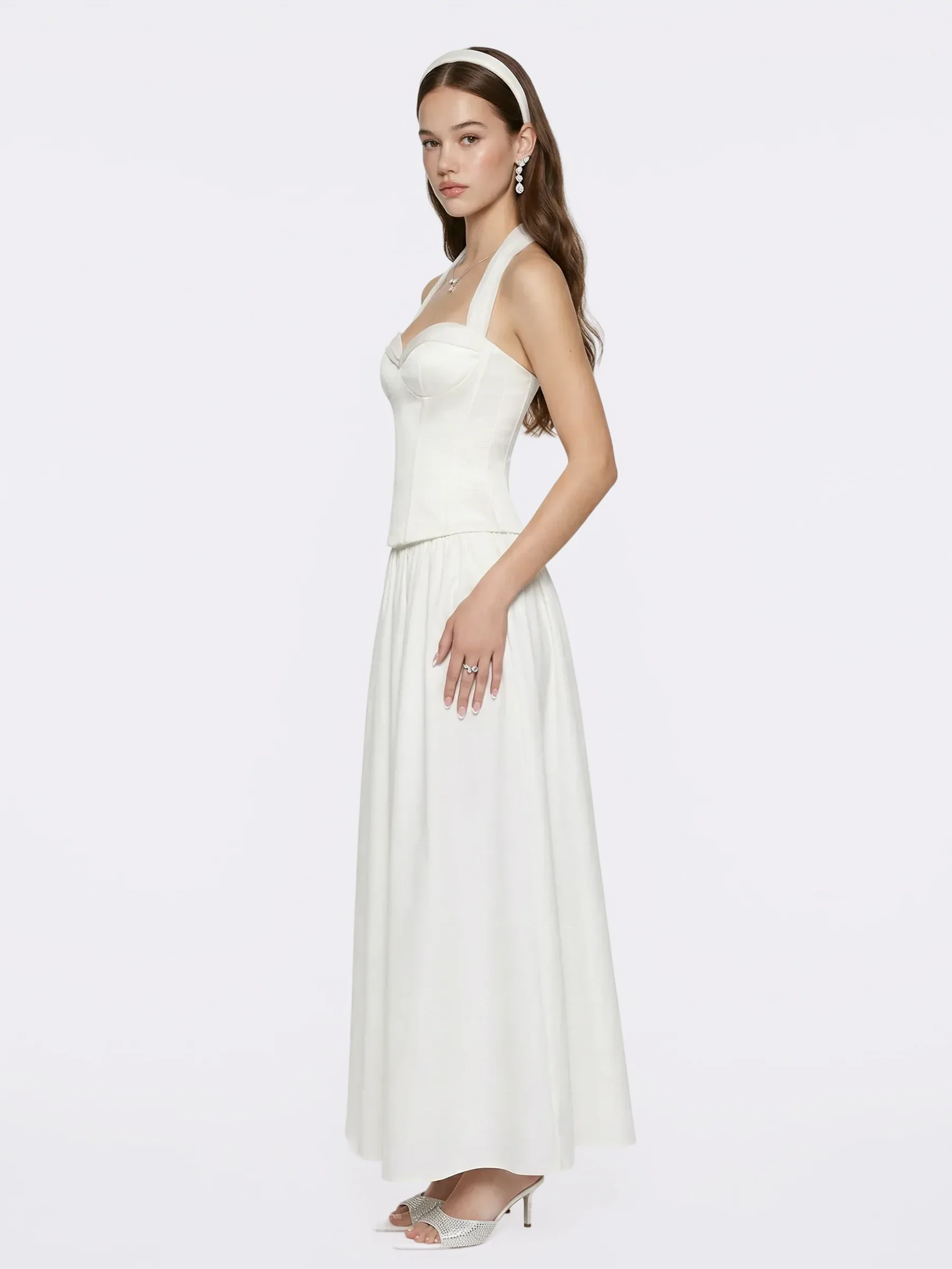 Edwina Satin Halter White Top - Image 7