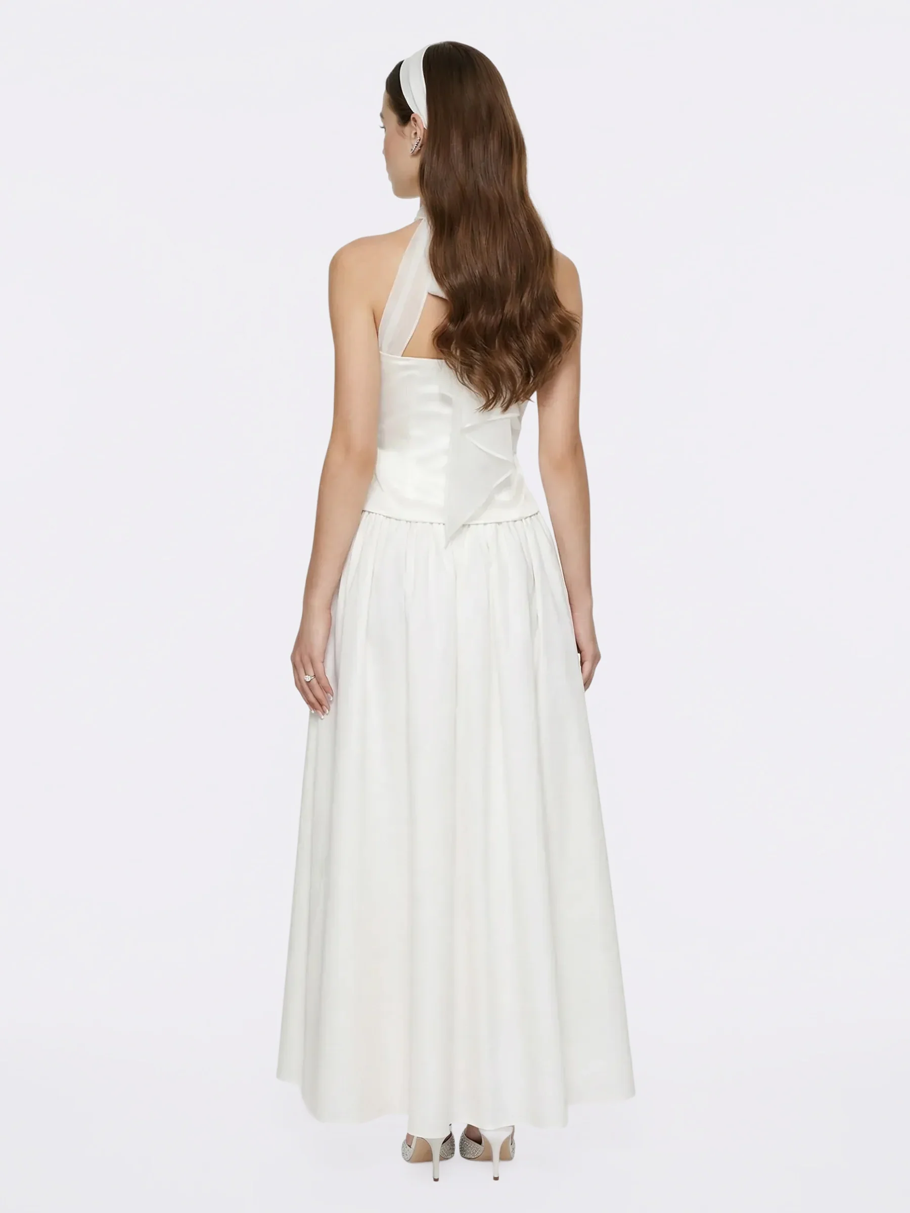 Edwina Satin Halter White Top - Image 8