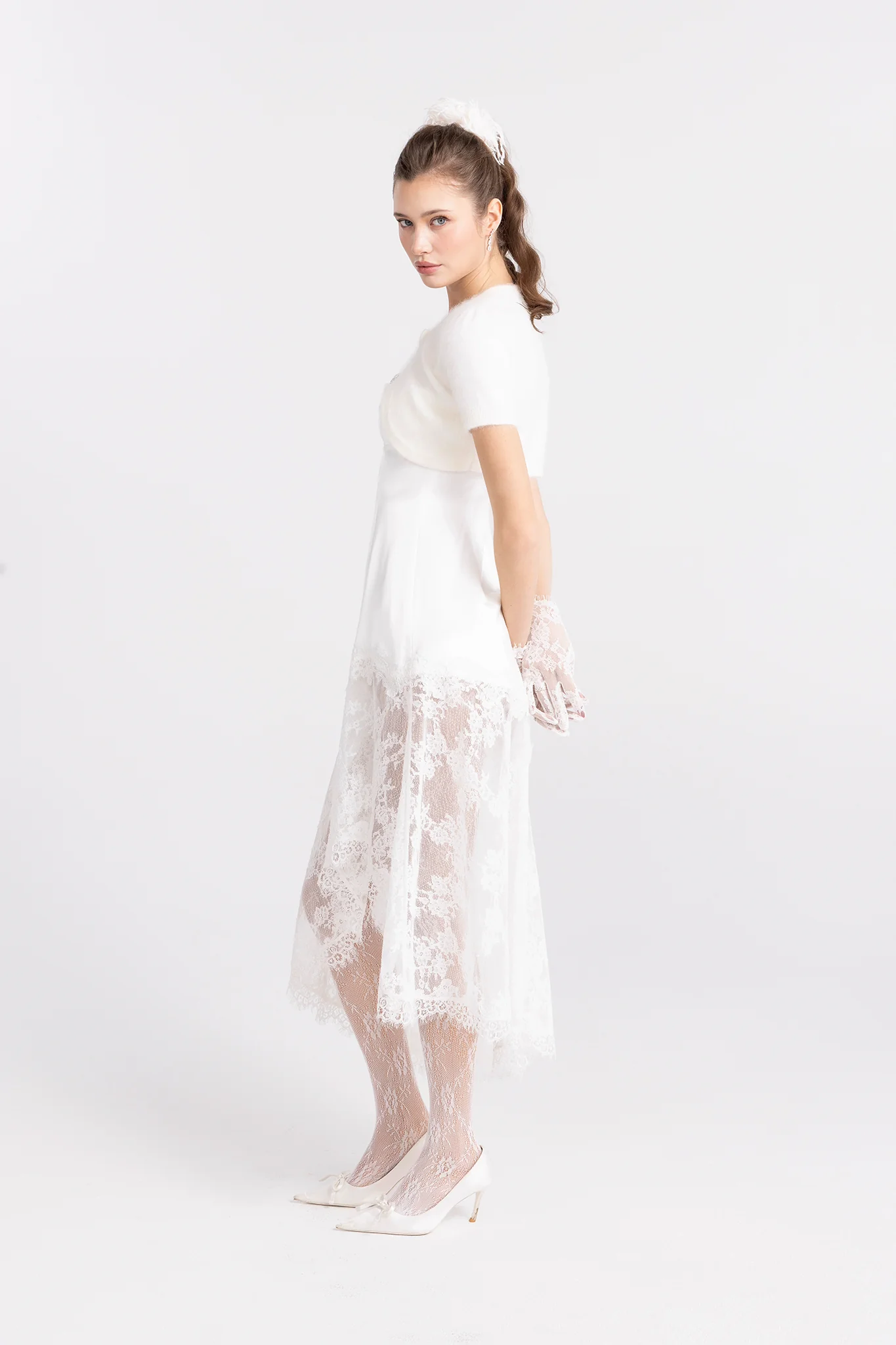 Elara Knitted Cropped Cardigan (White) - Image 7