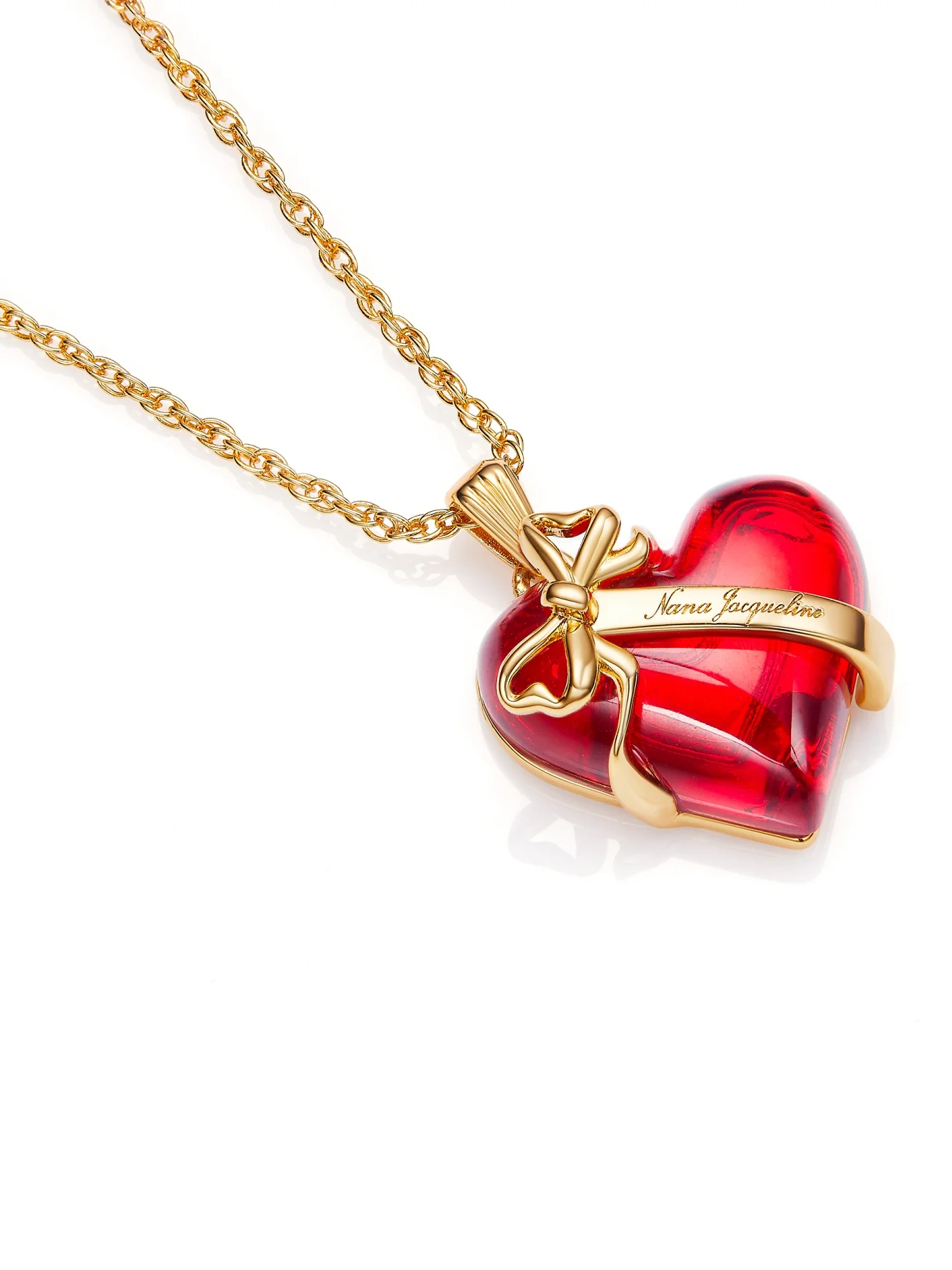 Eléa Bow-Ribbon Heart Red Necklace - Image 3