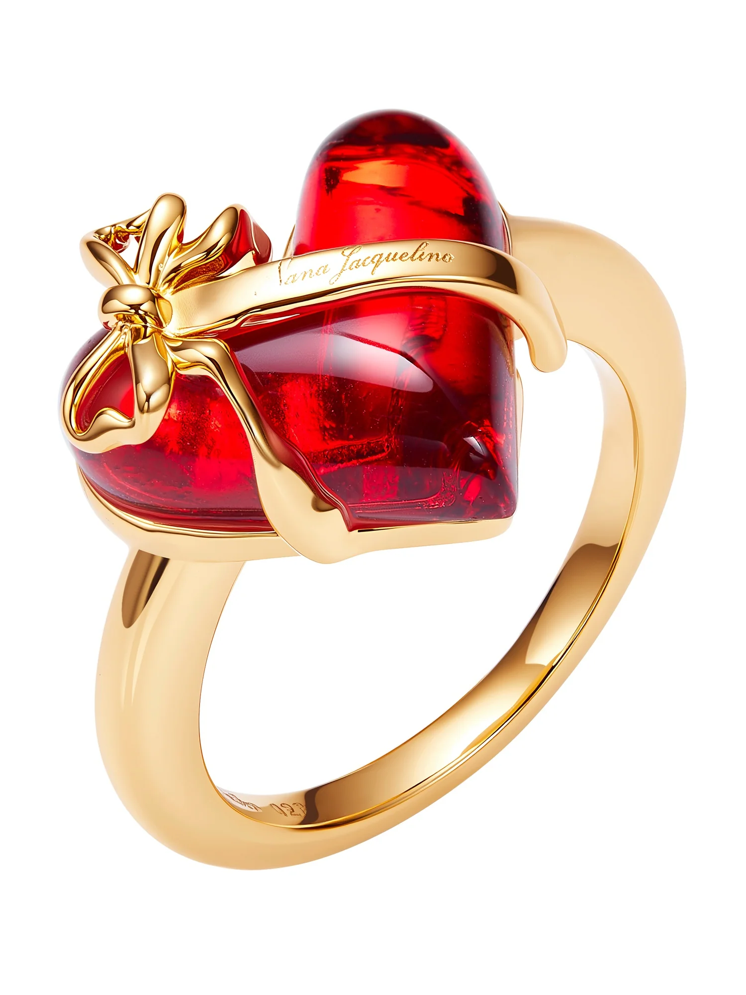 Eléa Bow-Ribbon Heart Red Ring - Image 2
